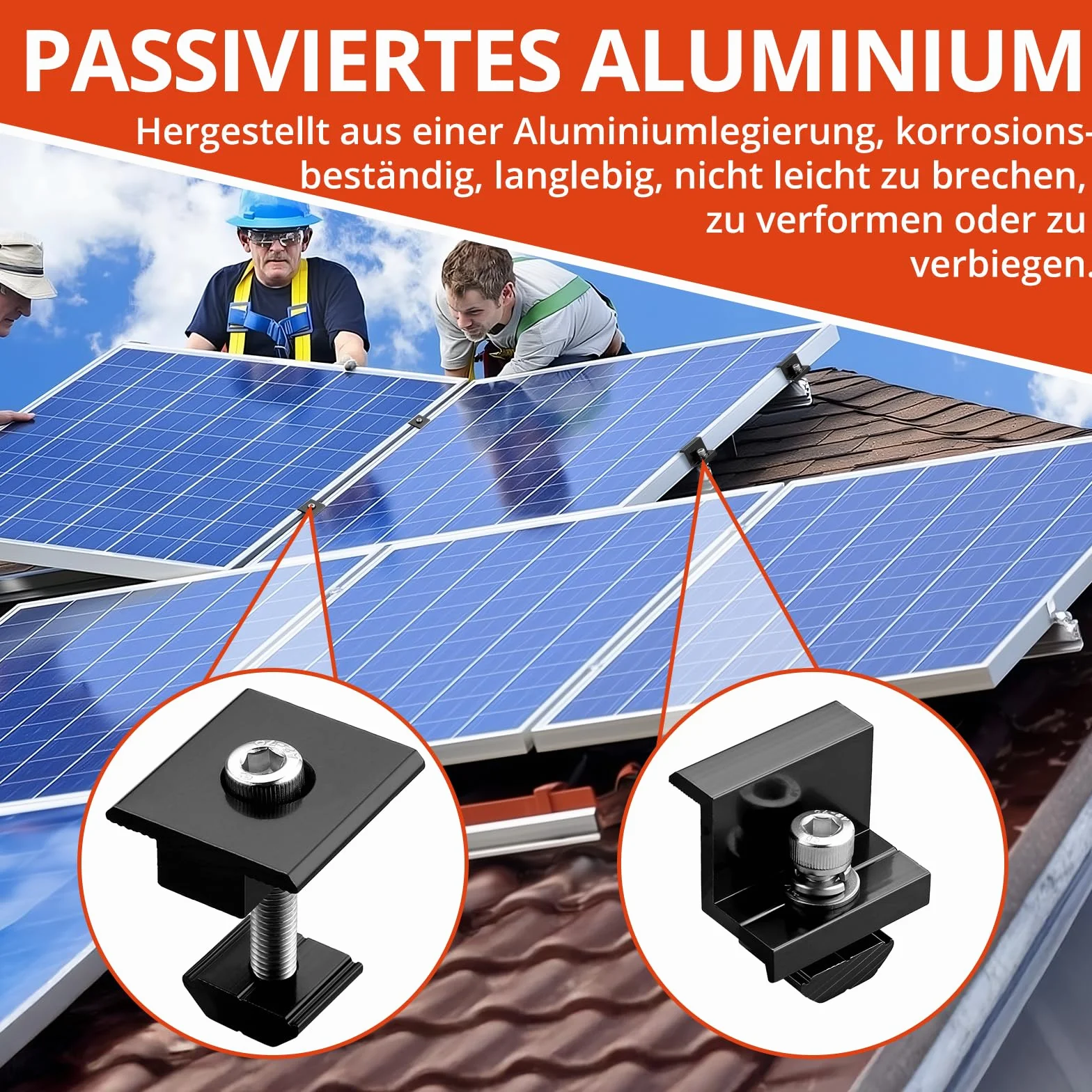 GETLITOOL Aluminiowy uchwyt na panel słoneczny 30 mm, uchwyt Z do paneli fotowoltaicznych