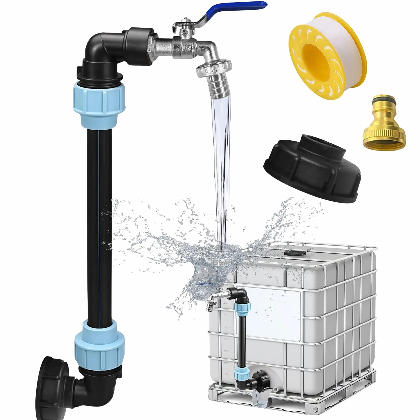 IBC kran spustowy 3/4" S60 x 6 kurek odcinający adapter do zbiornika na wodę deszczową