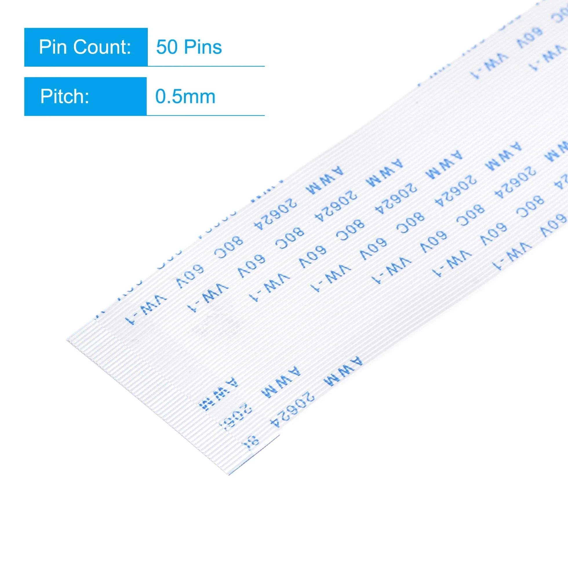 sourcing map Zestaw 5 szt. kabli FFC 50 pinów 0,5 mm 300 mm (typ B) do drukarki 3D kamery DVD