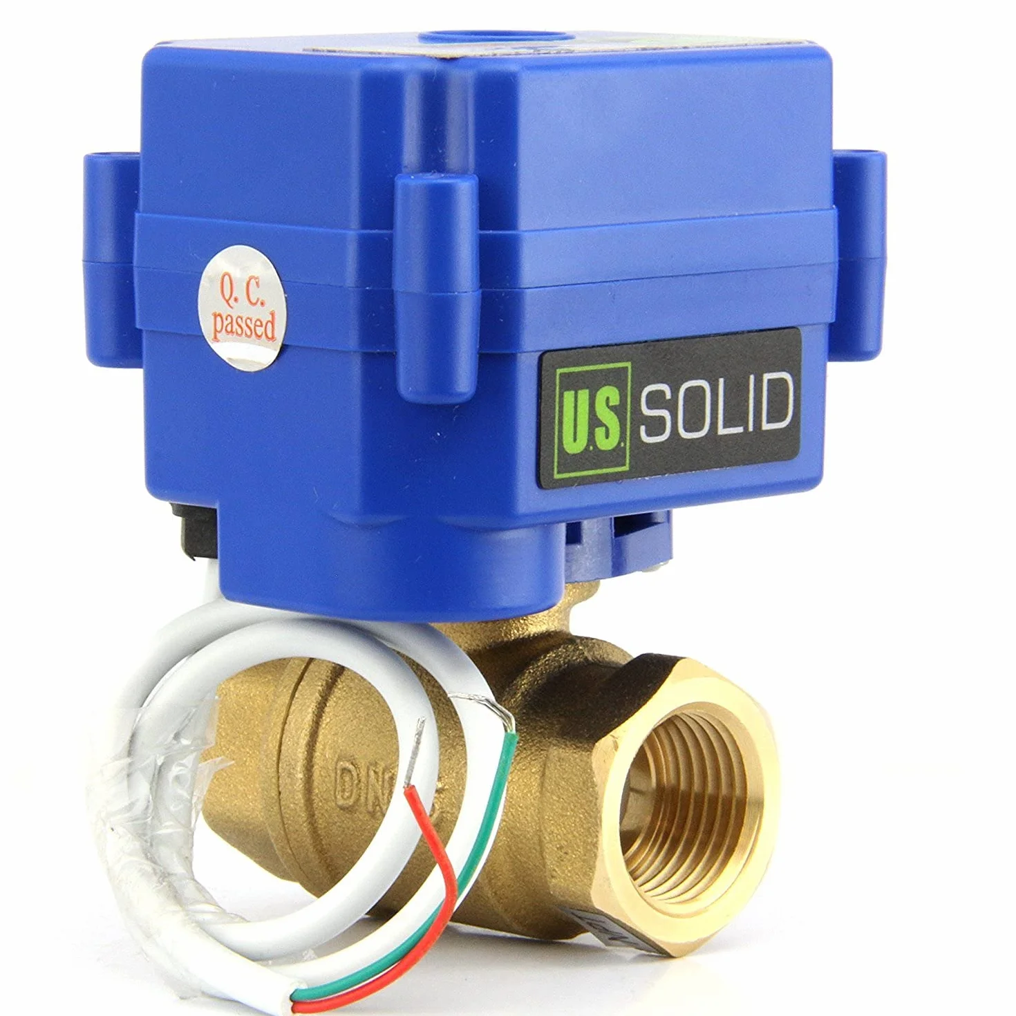 U.S. Solid 1" Zawór silnikowy Mosiądz 2-drożny elektryczny zawór sphere z napędem, 9-24V AC/DC, 2 przewody, automatyczny powrót NC