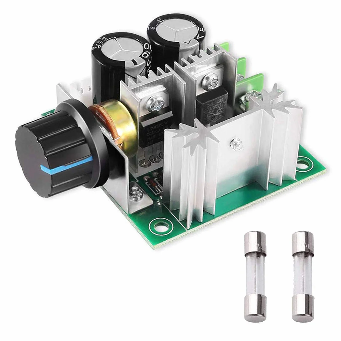 12 V ~ 40 V 10 A PWM DC regulator prędkości obrotowej silnika regulator napięcia, moduł regulacji prędkości obrotowej silnika do Arduino z bezpiecznikiem szklanym 10 A