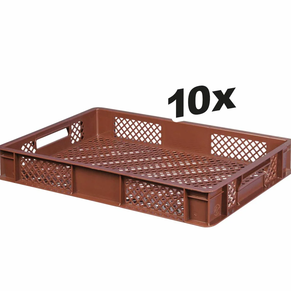 BRB 10 x pojemnik euro, dł. x szer. x wys. 600 x 400 x 90 mm, pojemność 15 litrów, brązowy