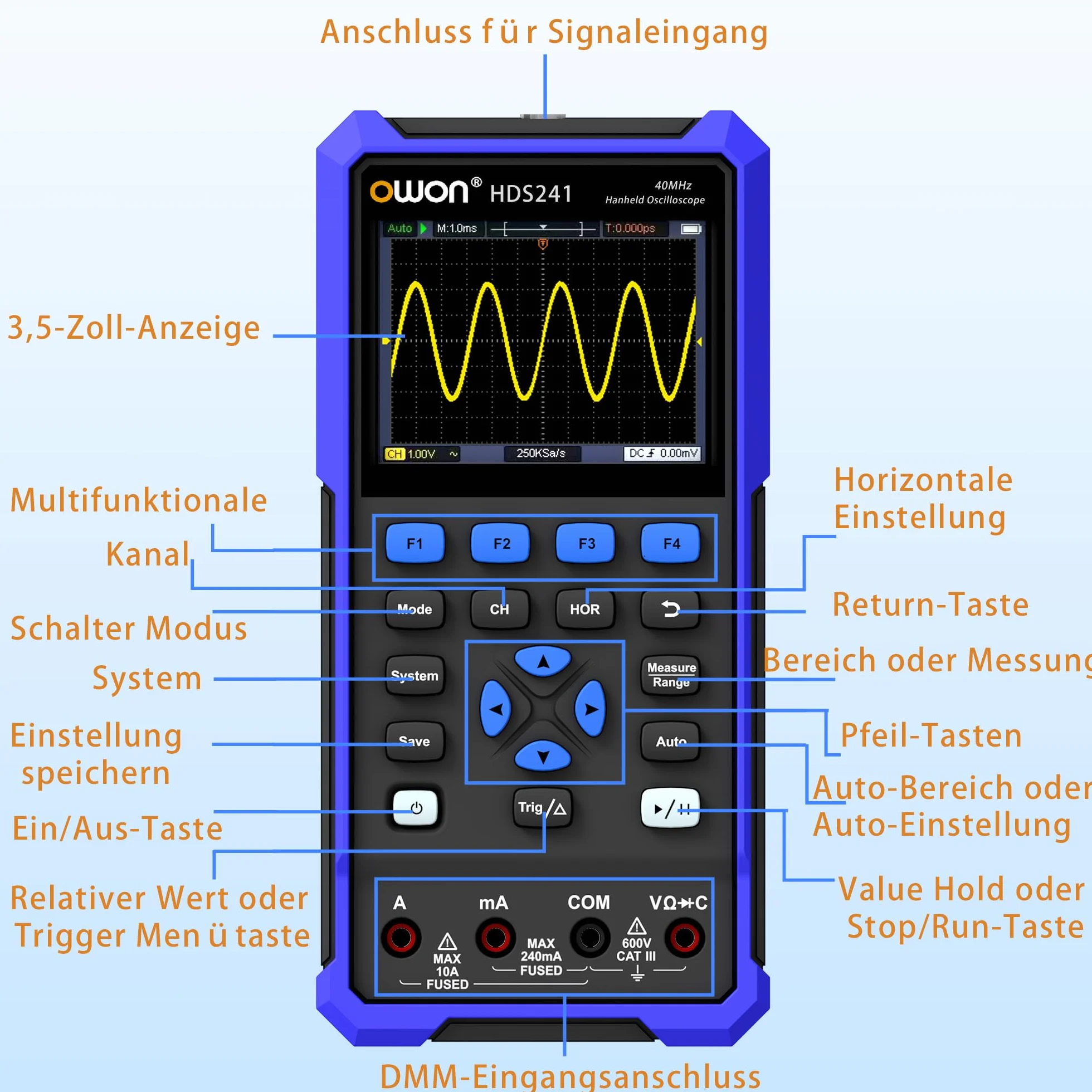 OWON HDS241 oscyloskop multimetr 3 w 1 40 MHz 24000 pomiarów 3,5" LCD