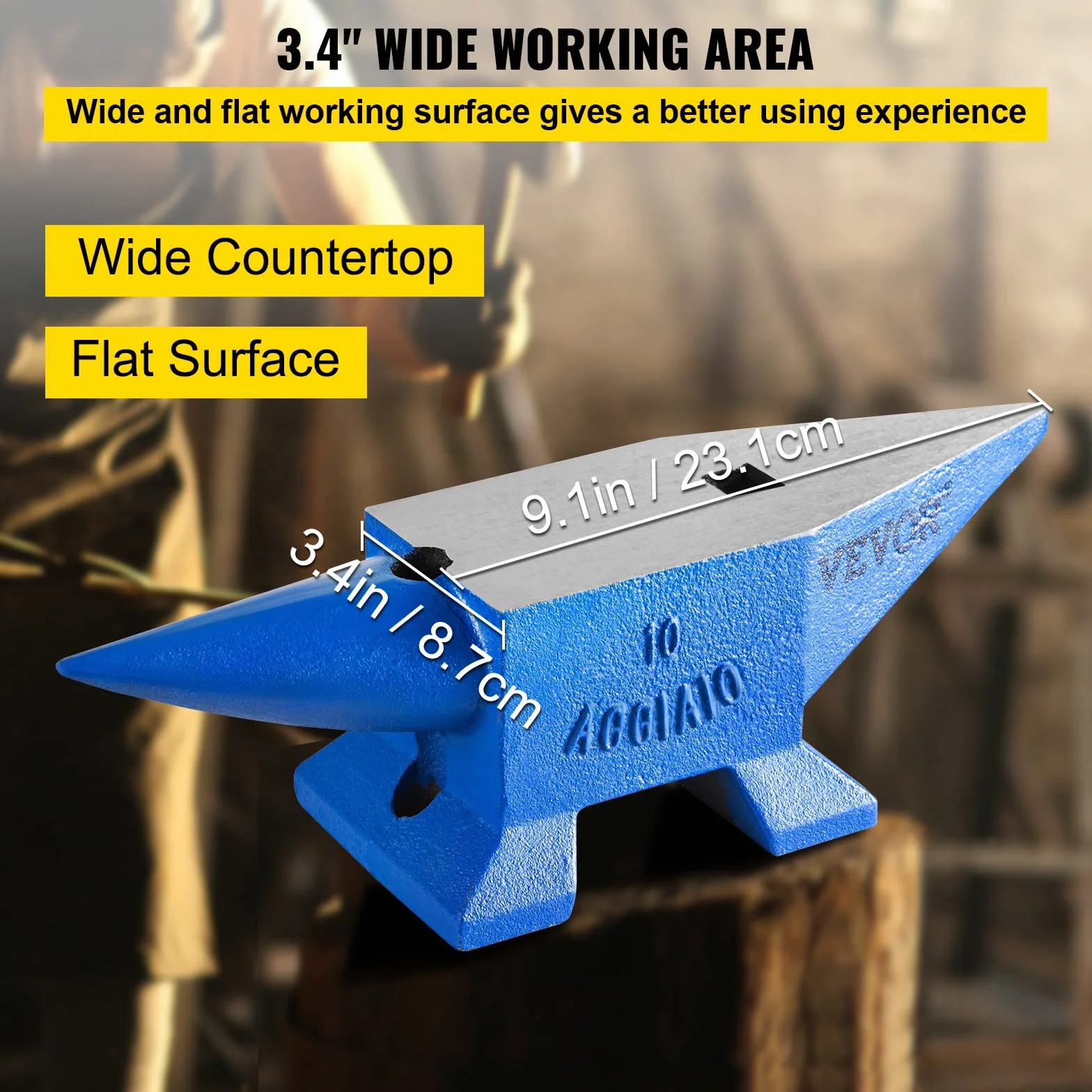 VEVOR Kowadło kowadło 10 kg kute narzędzia kute stal z okrągłym i kwadratowym otworem wytrzymałe