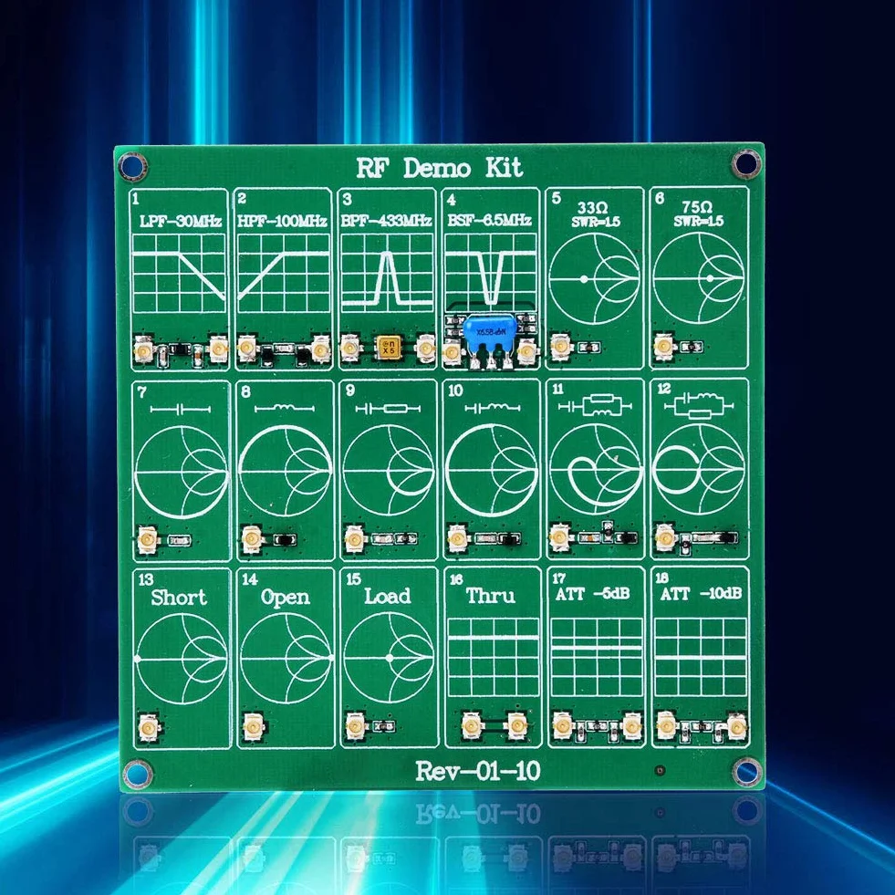 Wakects Płyta testowa HF-Demo Kit moduł testowy NanoVNA z 2 kablami krosowymi UFL do nauki analizatora sieci wektorowej