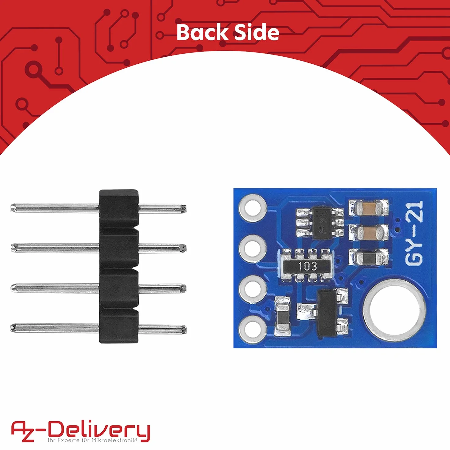 AZDelivery 3 x GY-21 HTU21 Czujnik wilgotności i temperatury kompatybilny z Arduino i Raspberry Pi w tym e-Book!