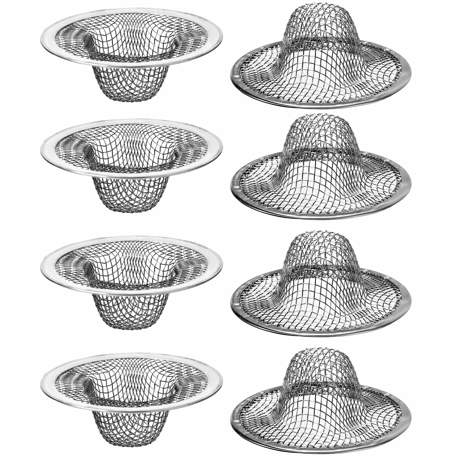 AHQiZFX 8 sztuk siatkowy sitko do zlewu, 5,4 cm góra/2,5 cm łazienka filtr odpływowy ze stali nierdzewnej mały kosz na włosy łapacz pasuje do większości zlewozmywaków kuchennych, zlewozmywaków