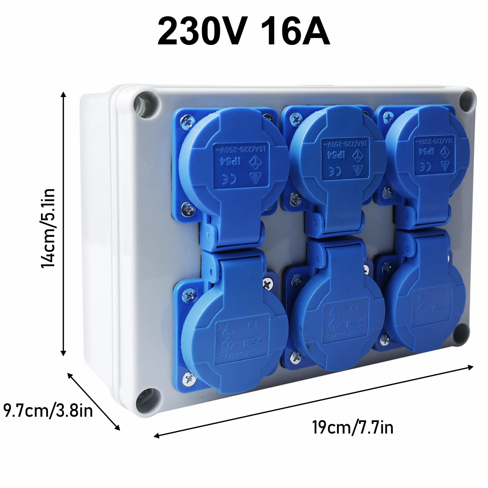 Rozdzielacz ścienny prądu 6x230V 16A IP44 natynkowy