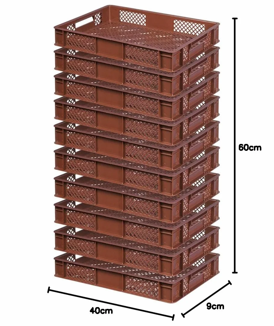 BRB 10 x pojemnik euro, dł. x szer. x wys. 600 x 400 x 90 mm, pojemność 15 litrów, brązowy