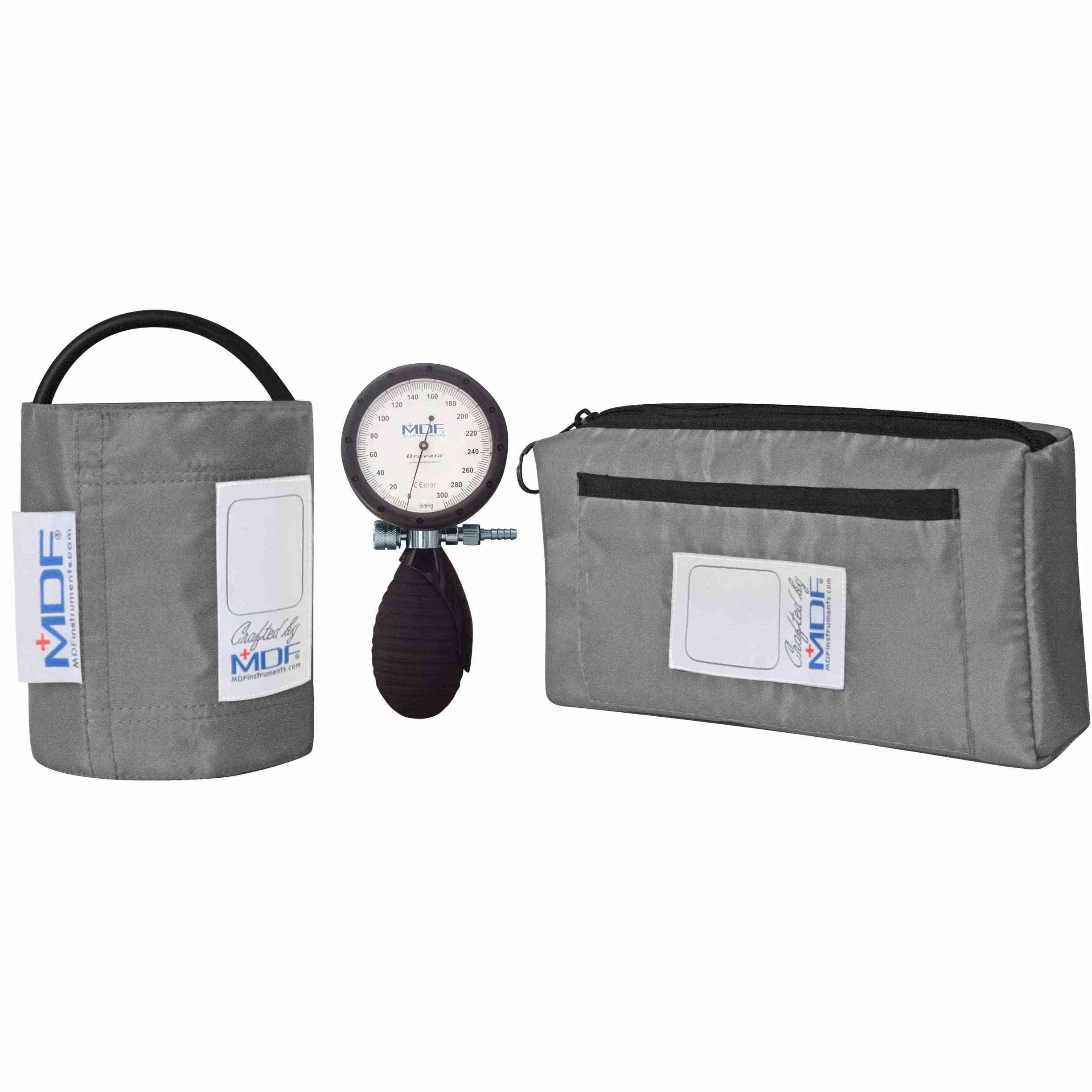 MDF® Bravata® Palm Aneroid sphygmomanometr - profesjonalny pomiar ciśnienia krwi z mankietem o rozmiarze dla dorosłych w zestawie - szary (MDF848XPD-12)