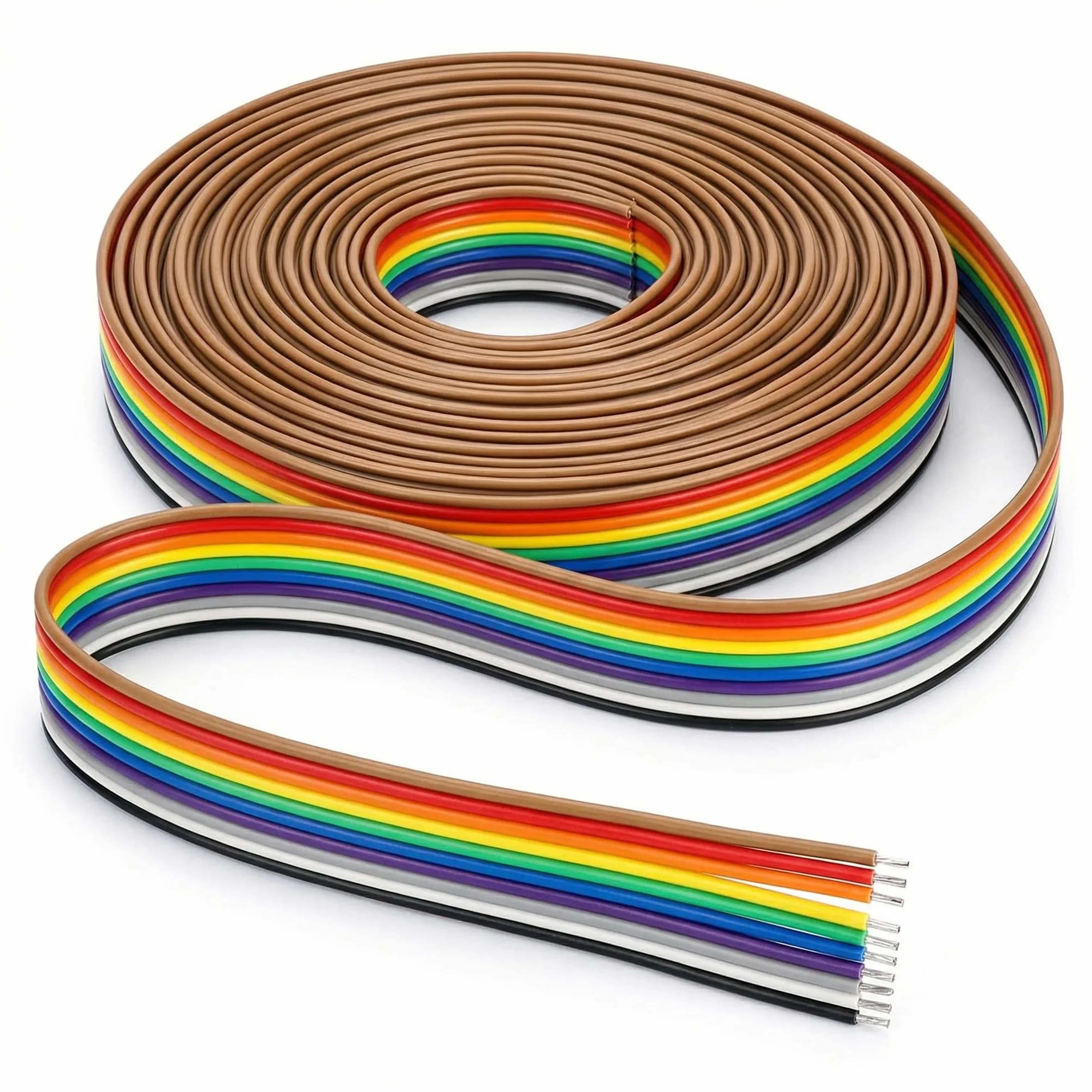 QWORK Kabel Wstążkowy Połączeniowy 10-Stykowy, Raster 1,27 mm, Złącza Nagłówkowe 2,54 mm, 6 m