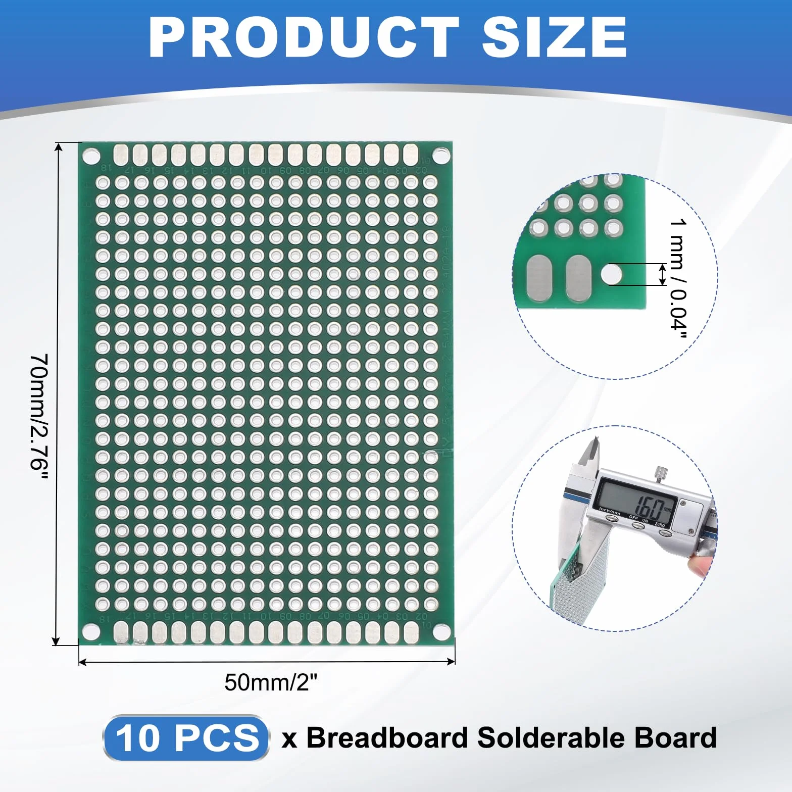 QUARKZMAN 10 sztuk lutowana płyta pilśniowa 70 mm x 50 mm zielona płytka PCB dwustronna ocynowana prototyp do elektroniki projektów DIY obwodów