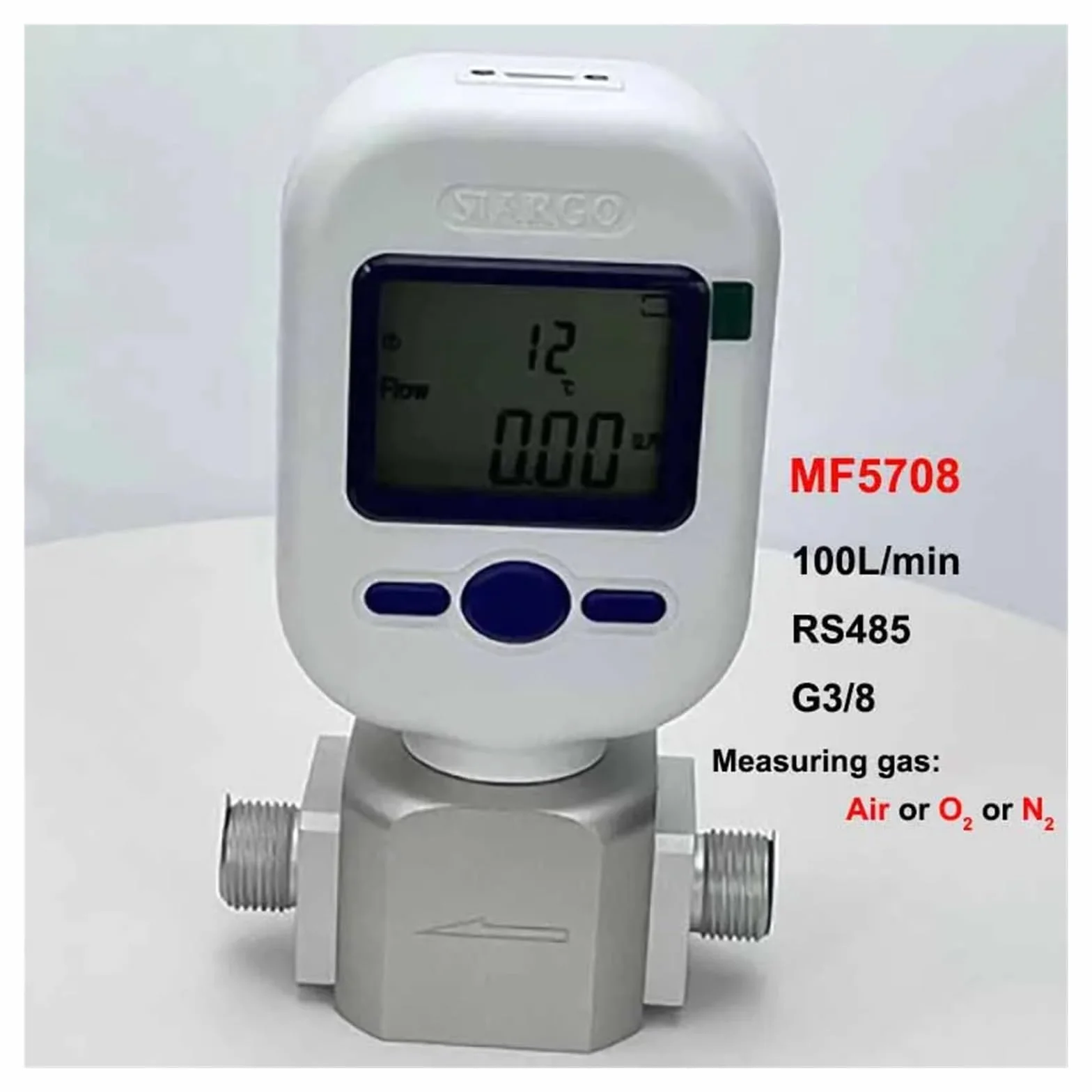 1PC MF5706 (0-20 l/min)/MF5708 (0-100 l)/MF5712 (0-250 l) Przepływomierz masowy gazu 485 powietrza, azotu, tlenu, argonu i dwutlenku węgla Wszechstronne opcje jednostek(MF5708-G-100-B-A)