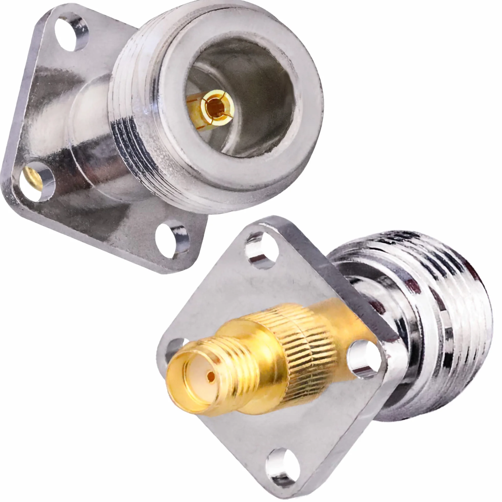 N Buchse auf SMA Buchse Panel Mount 4 Loch 17,5 mm Koax Adapter für RF Antennen Wifi Radios