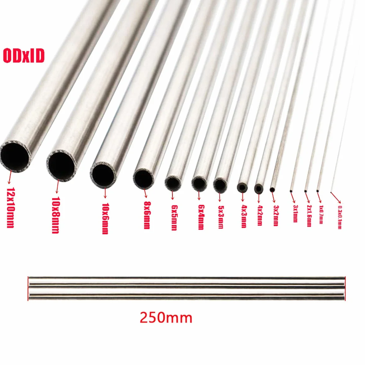 Rura prosta ze stali nierdzewnej 304, średnica zewnętrzna 8 mm x 6 mm, długość 250 mm rura kapilarna