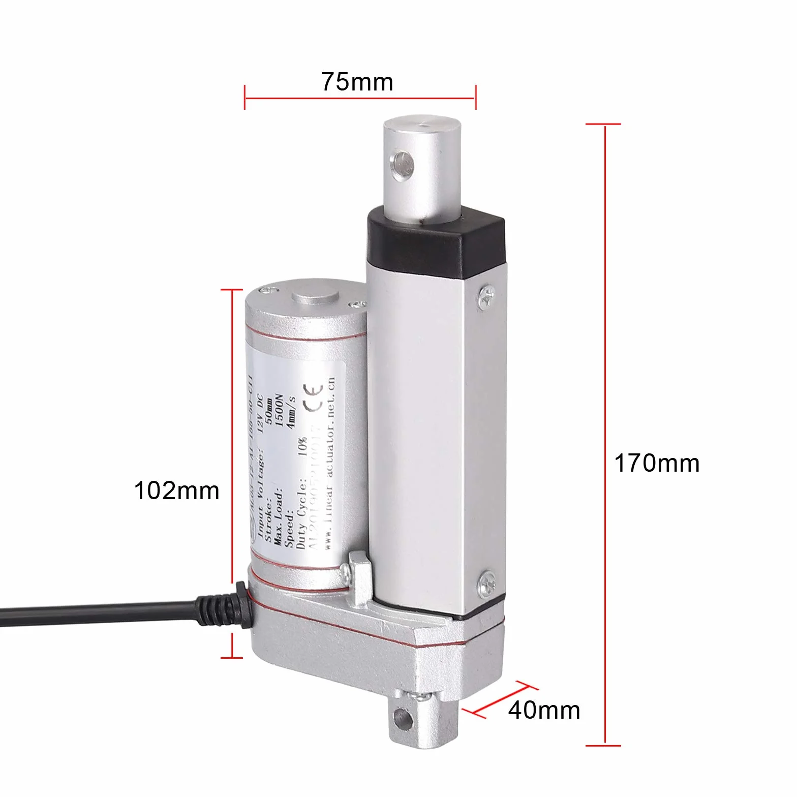 AUTOUTLET siłownik liniowy 150 kg 12 V DC 1500 N 50 mm elektryczny