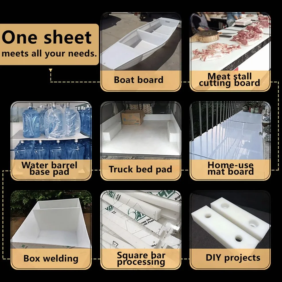 500x600mm White Rigid PP Sheet, For CNC Cutting Machine Shields Divider Panels Industrial DIY, 1 Pcs, Thickness 2-10mm(5mm)