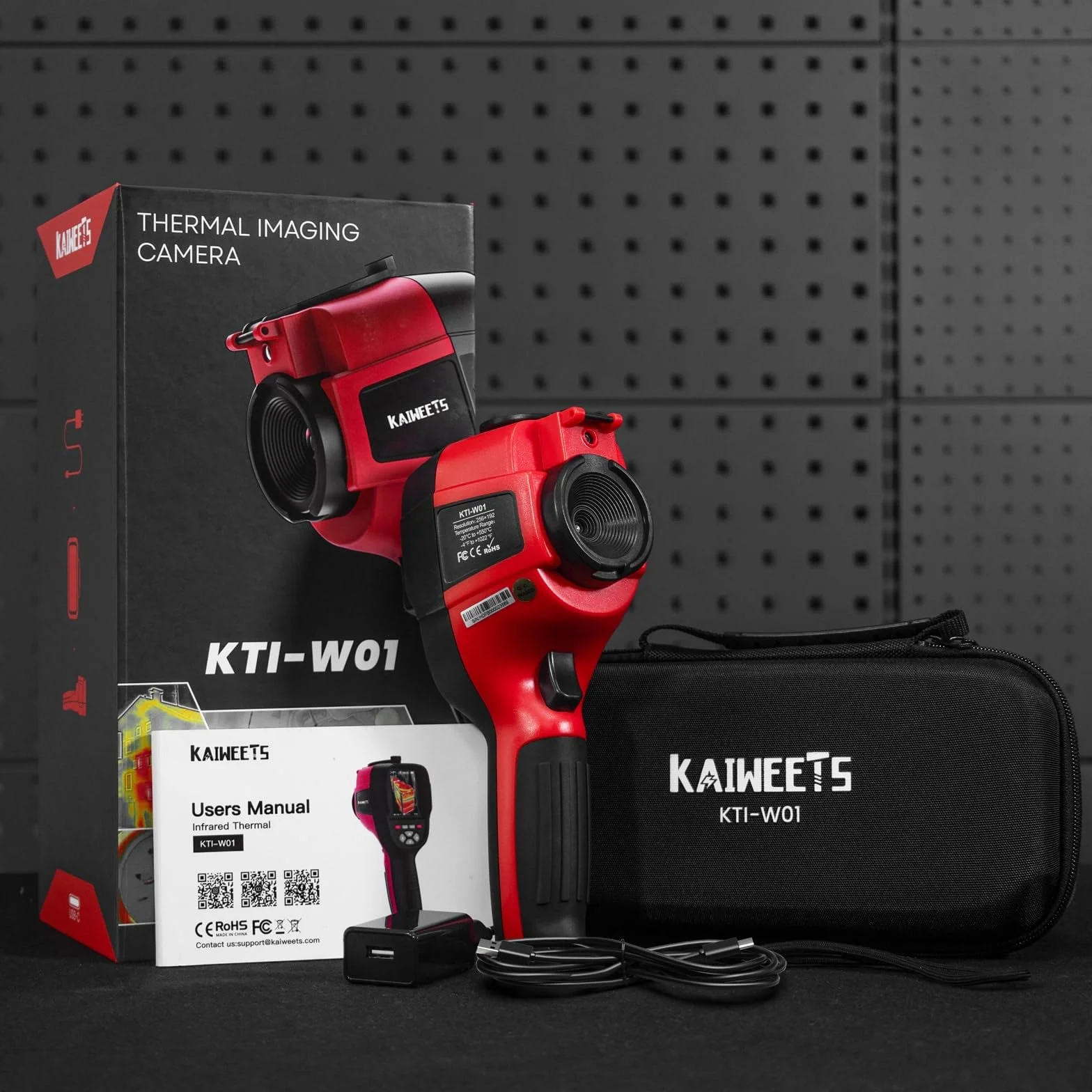 KAIWEETS Kamera termiczna 256x192 pikseli -20°C do +550°C 25Hz SD 32G