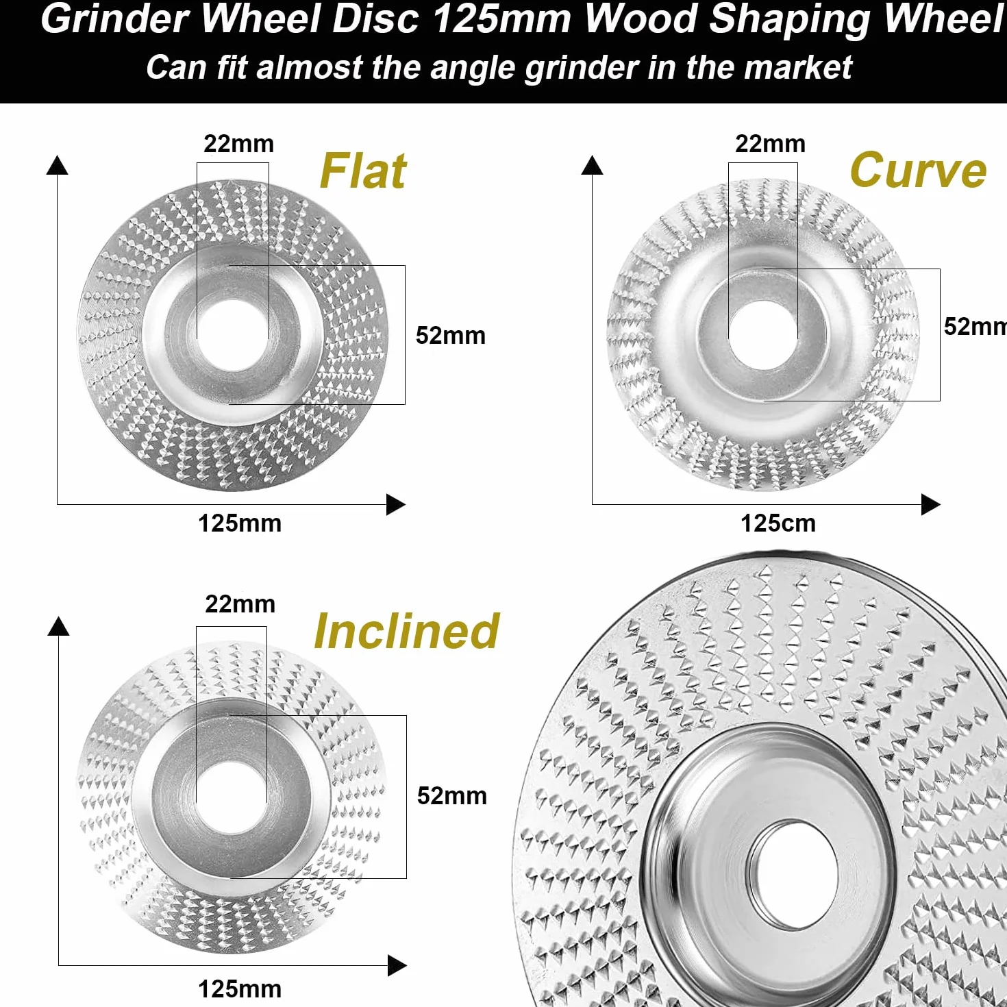 125/22mm tarcza do rzeźbienia w drewnie Drewniana tarcza szlifierska do szlifierek kątowych tarcza do cięcia drewna tarcze szlifierskie do formowania tarcza do rzeźbienia w drewnie szlifowania cięcia