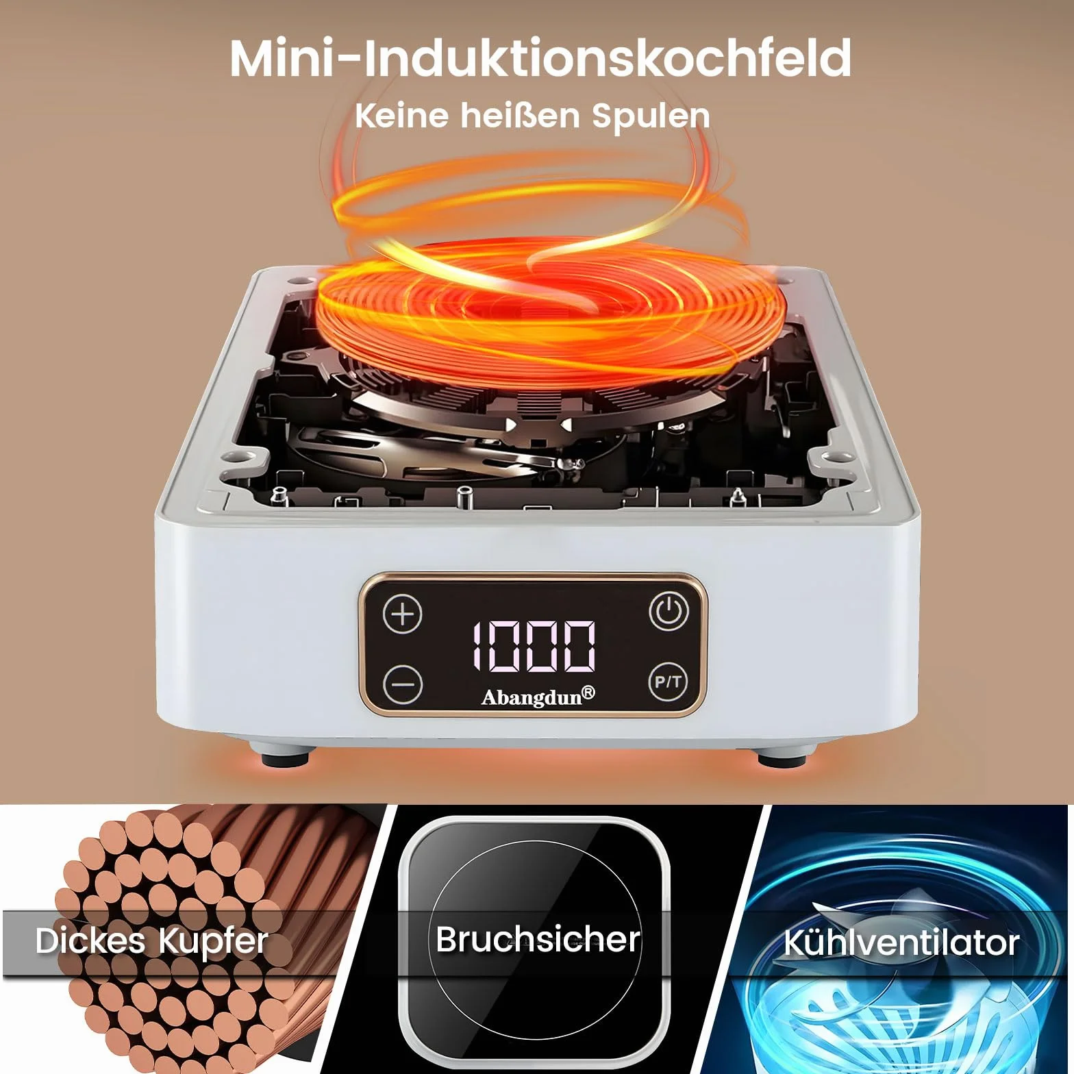 Płyta indukcyjna 1000 W 7 poziomów mocy AJ350 (18F) do przyczep kempingowych