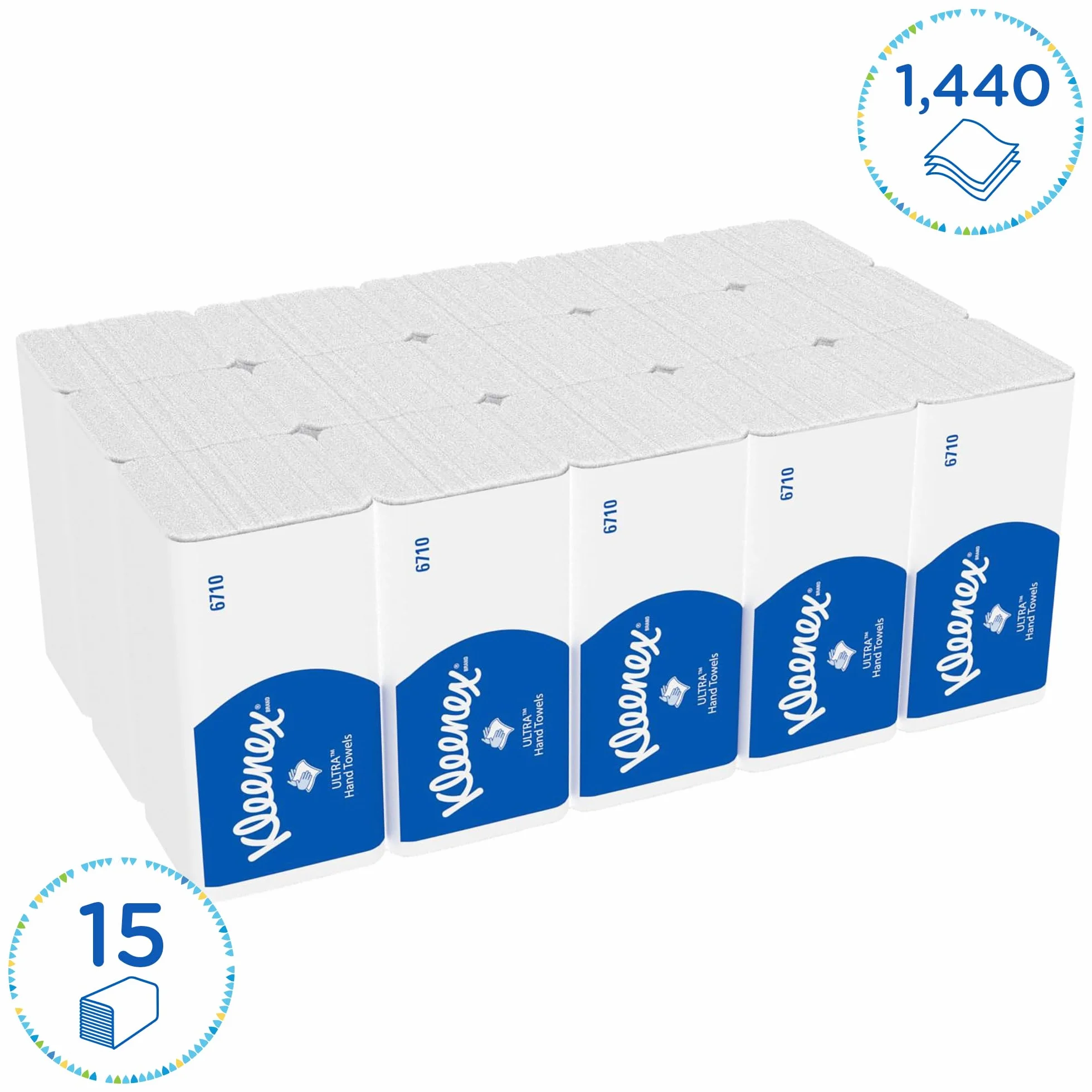 Kleenex Ultra 6710 Składane Ręczniki do Rąk 3-warstwowe V-Fold 15 opakowań × 96