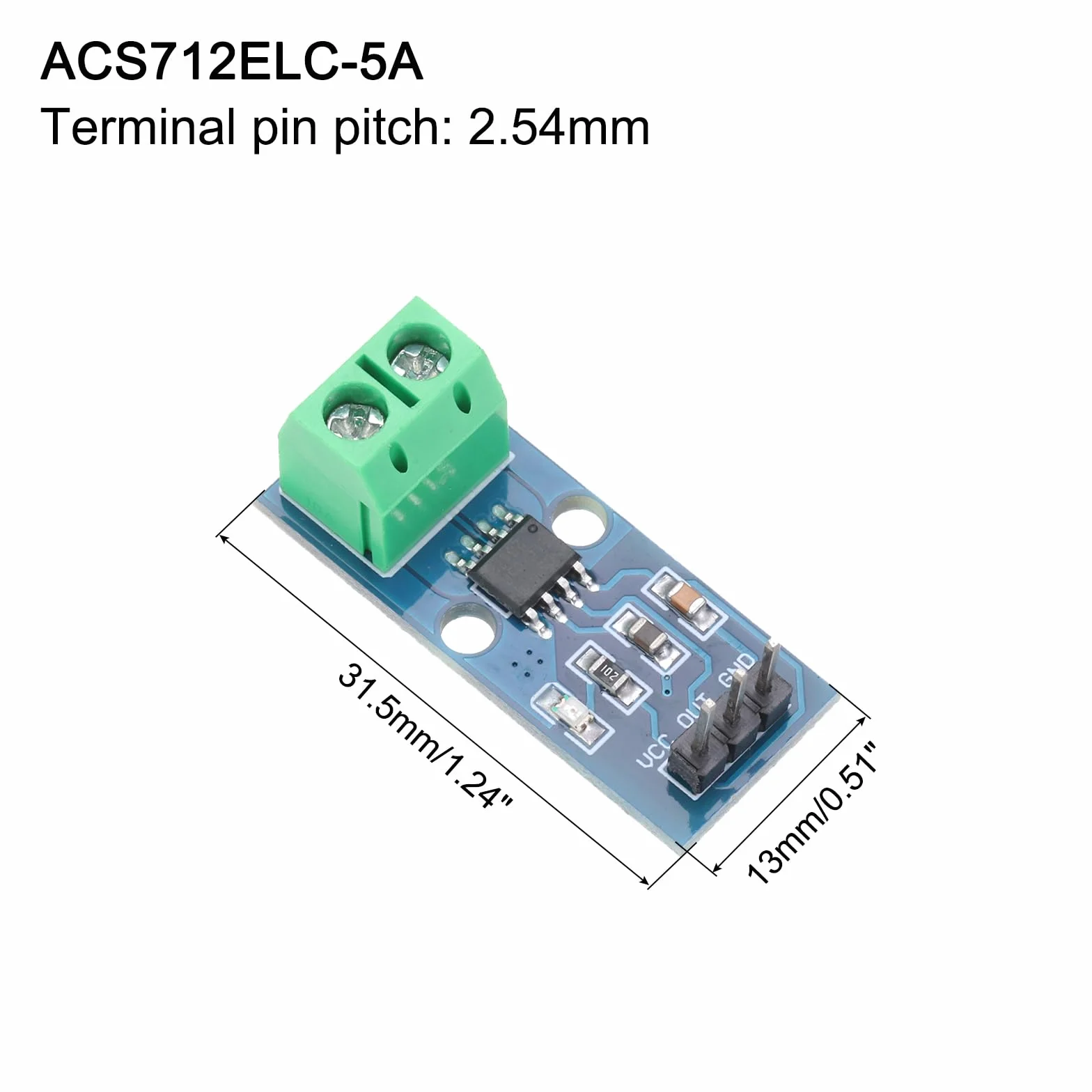 QUARKZMAN 3szt ACS712 ACS712 Zakres 5A Czujnik prądu Halla Czujnik prądu AC/DC Pomiar prądu do wykrywania prądu