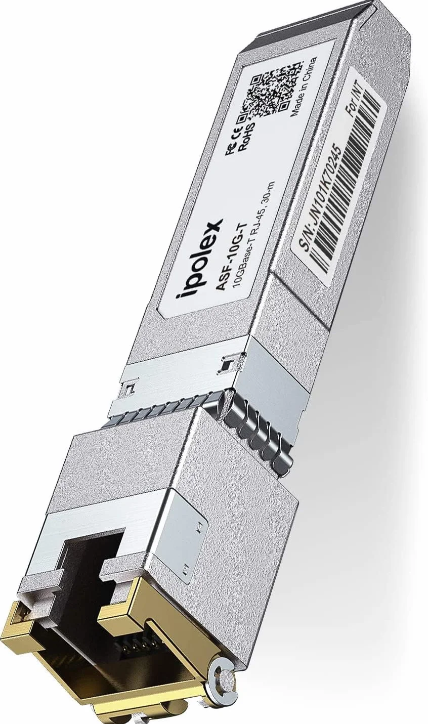 ipolex 10G RJ45 Copper SFP+ Transceiver, 10GBase-T 30 m Mini-Gbic moduł kompatybilny z Ubiquiti UniFi UF-RJ45-10G, Cisco SFP-10G-T-S, Mikrotik S+RJ10, Netgear itp. 1 opakowanie