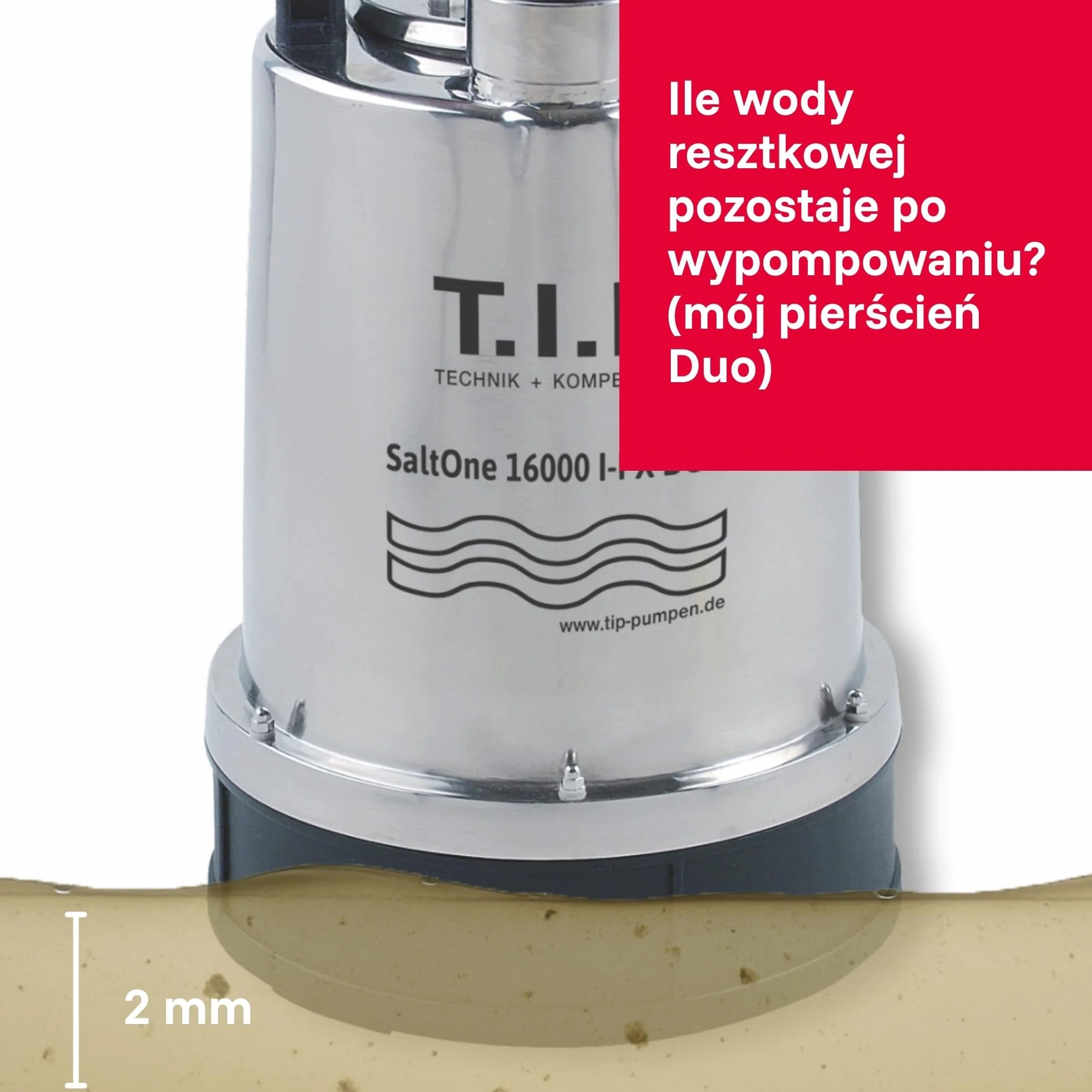 T.I.P. SaltOne 16000 I-PX DUO Pompa Zanurzalna do Brudnej Wody 16000 l/h Stal Nierdzewna 1mm Płaskie Zasysanie