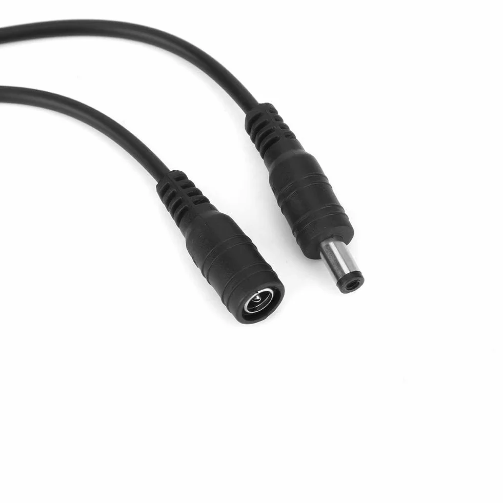 par 5.5x2.1mm Męski żeński Złącze Jack DC, żeńskie Złącze Zasilania Beczki Biały DC Power Baryłkowy Wtyk Jack Przewód łączący Przewód do Kamera Telewizji Przemysłowej Produkty (Czarny)