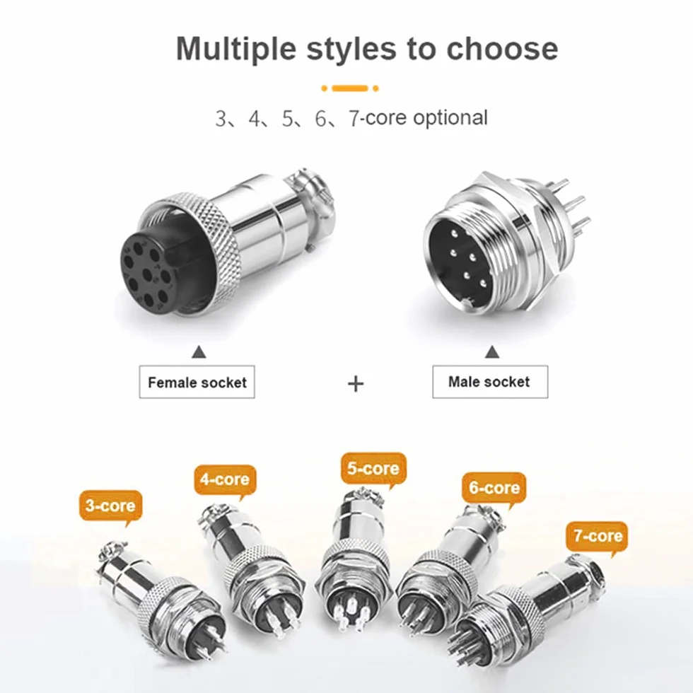 5 sztuk 4-biegunowych GX12 wtyczka Aviation, gwint 12 mm, metalowe złącze kablowe do lotnictwa, 5 A, męskie, damskie, z gumową nasadką