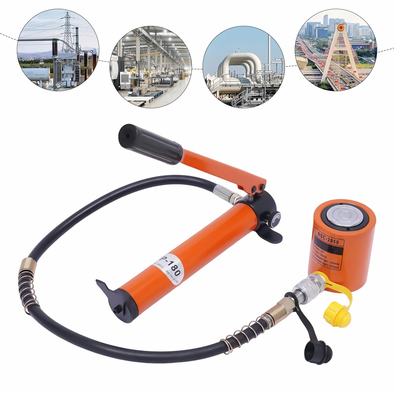 Siłownik hydrauliczny 20T 50 mm z ręczną pompą hydrauliczną 70 Mpa 350 CC do naprawy samochodów, ciężarówek