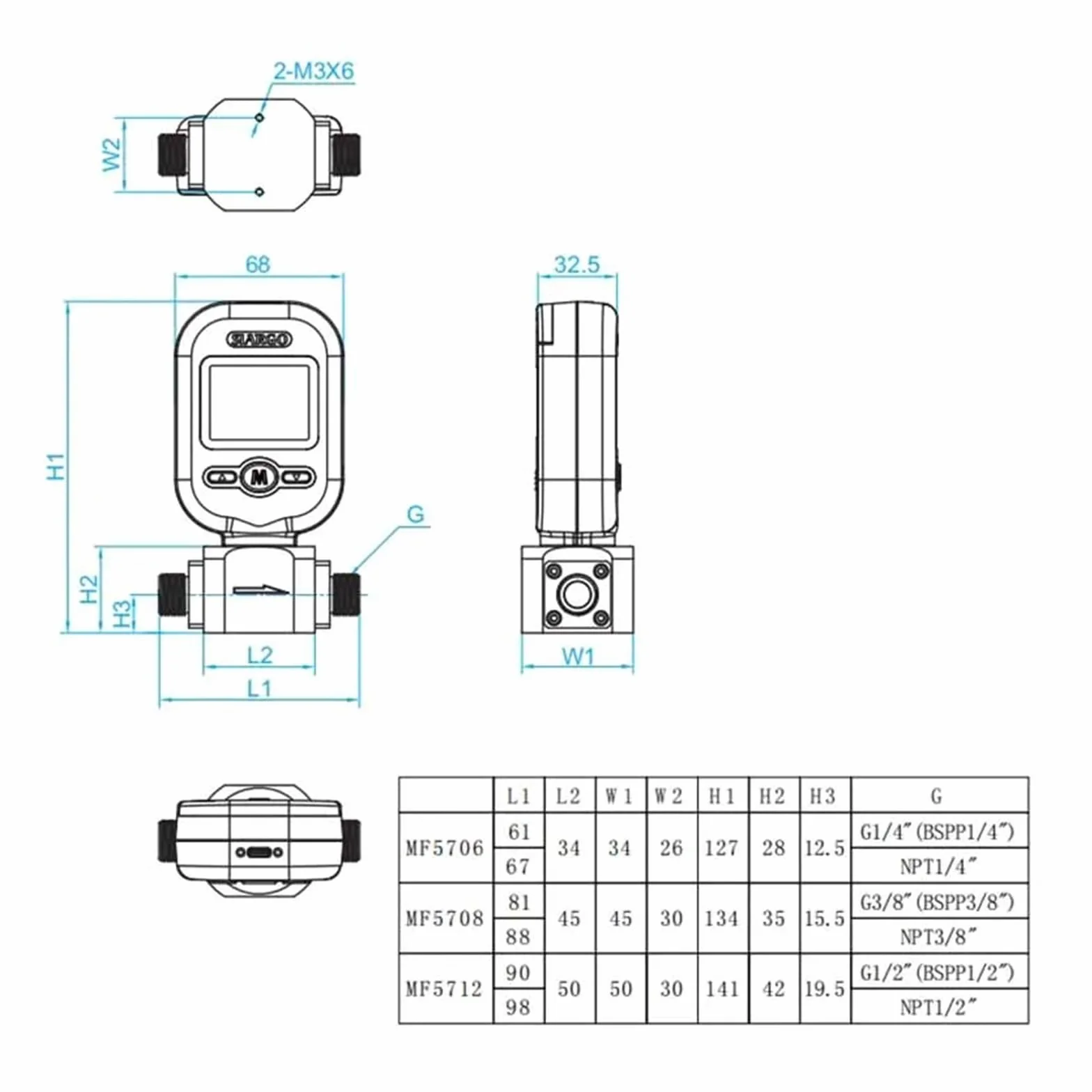 1PC MF5706 (0-20 l/min)/MF5708 (0-100 l)/MF5712 (0-250 l) Przepływomierz masowy gazu 485 powietrza, azotu, tlenu, argonu i dwutlenku węgla Wszechstronne opcje jednostek(MF5708-G-100-B-A)