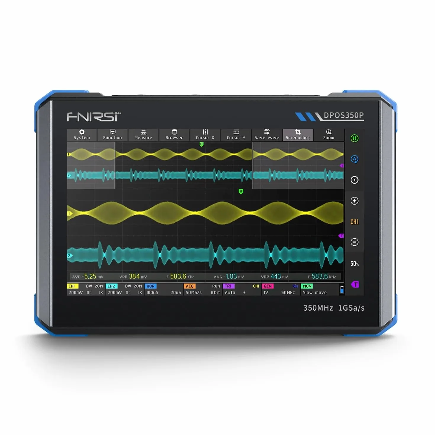 FNIRSI DPOS350P Oscyloskop cyfrowy 350 MHz 1 GSPS