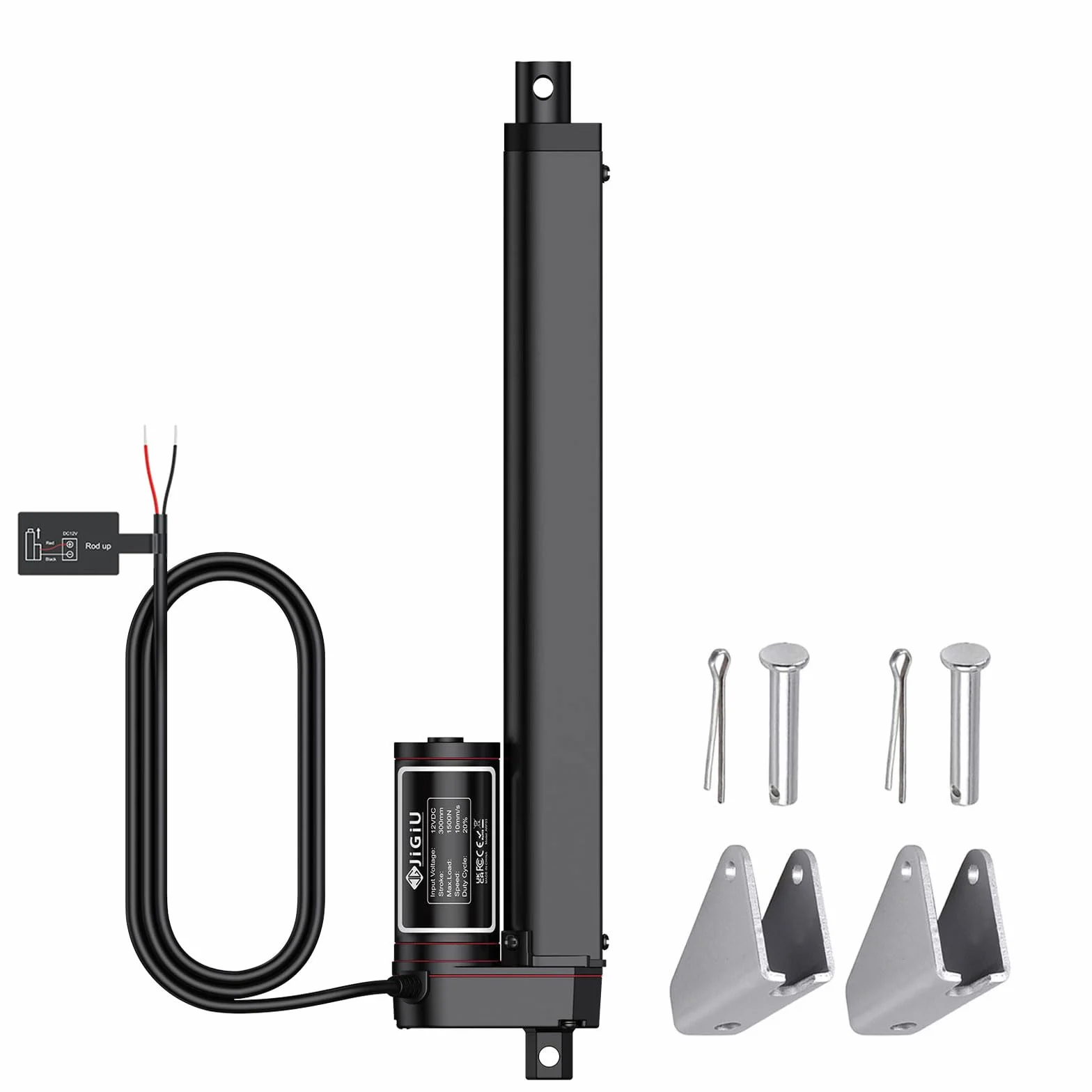 JiGiU siłownik liniowy 1500 N 300 mm DC 12 V IP65 wodoodporny