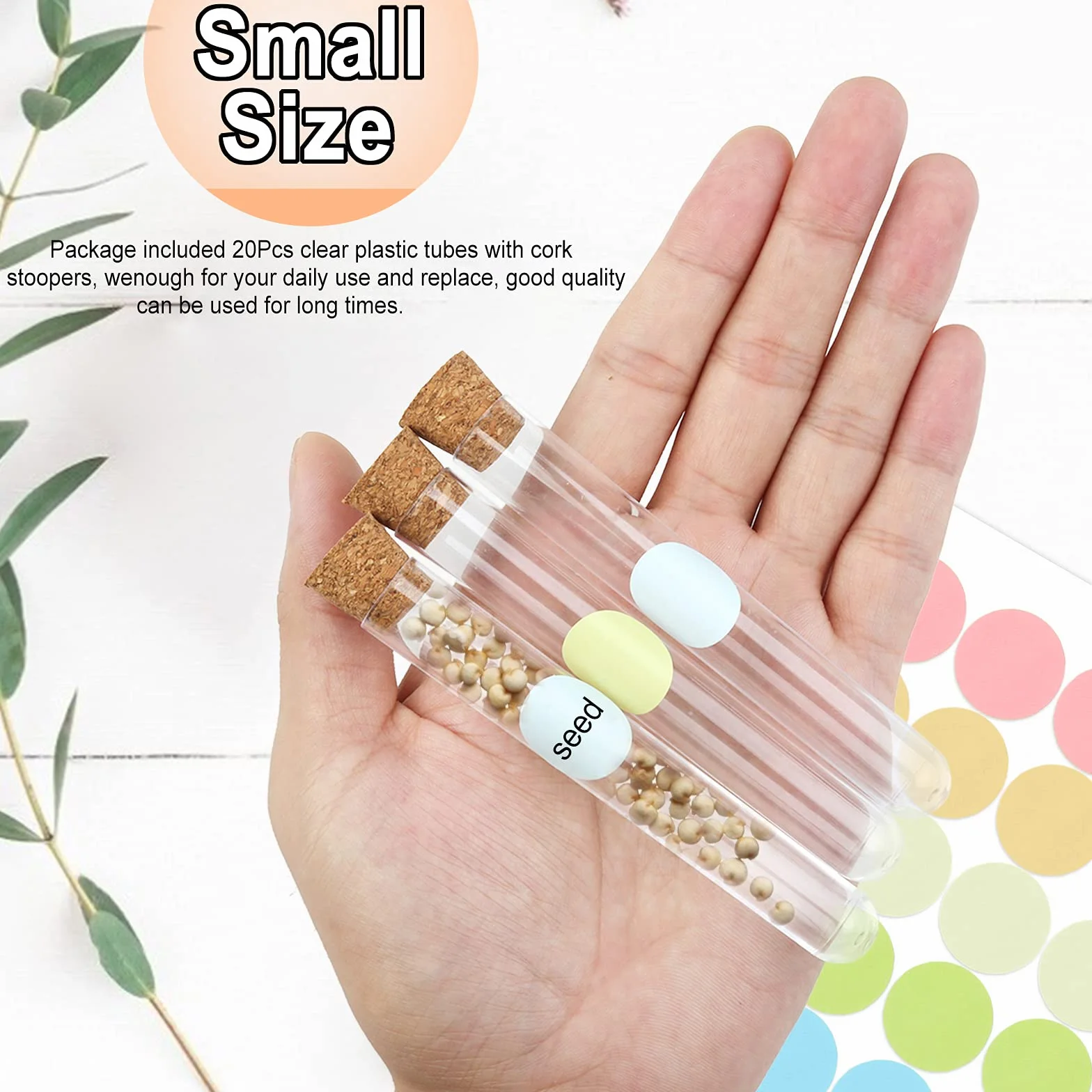 20 Sztuk Probówki z korkiem 10ml, Plastikowe Probówki do Kwiatów, Jako Prezent Dla Gości, Na Wesele, Jako Dekoracja, Sól Do Kąpieli, Rękodzieło, Słodycze