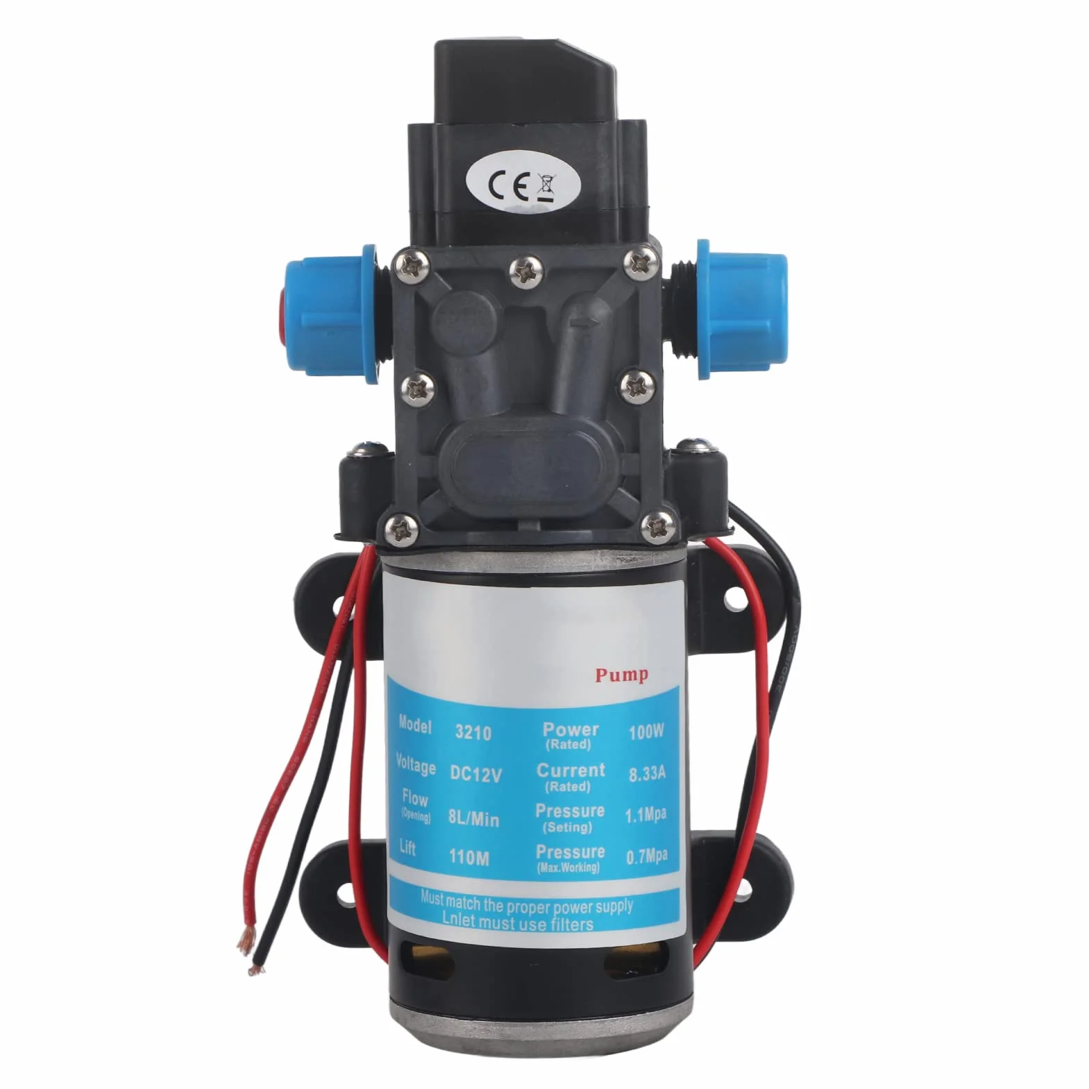 Pompa Wodna DC 12 V Wysokociśnieniowa Membranowa Pompa Wodna 160 Psi 100 W 8 L/min Samozasysająca Pompa Wodna Wydajna Automatyczna Pompa Ciśnieniowa Mocna Pompa Automatyczna,