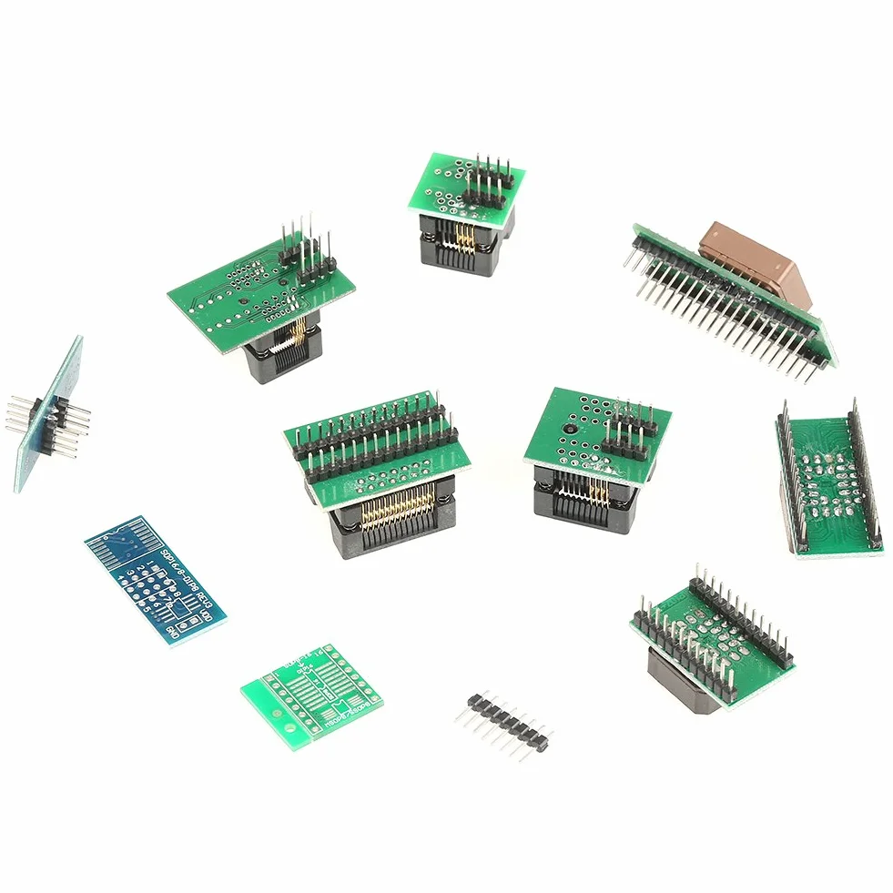USB-Programmierer, TL866II Plus Programmierer mit USB Kabel und 10 Adapter für TL866II Plus EEPROM FLASH 8051 AVR MCU GAL PIC