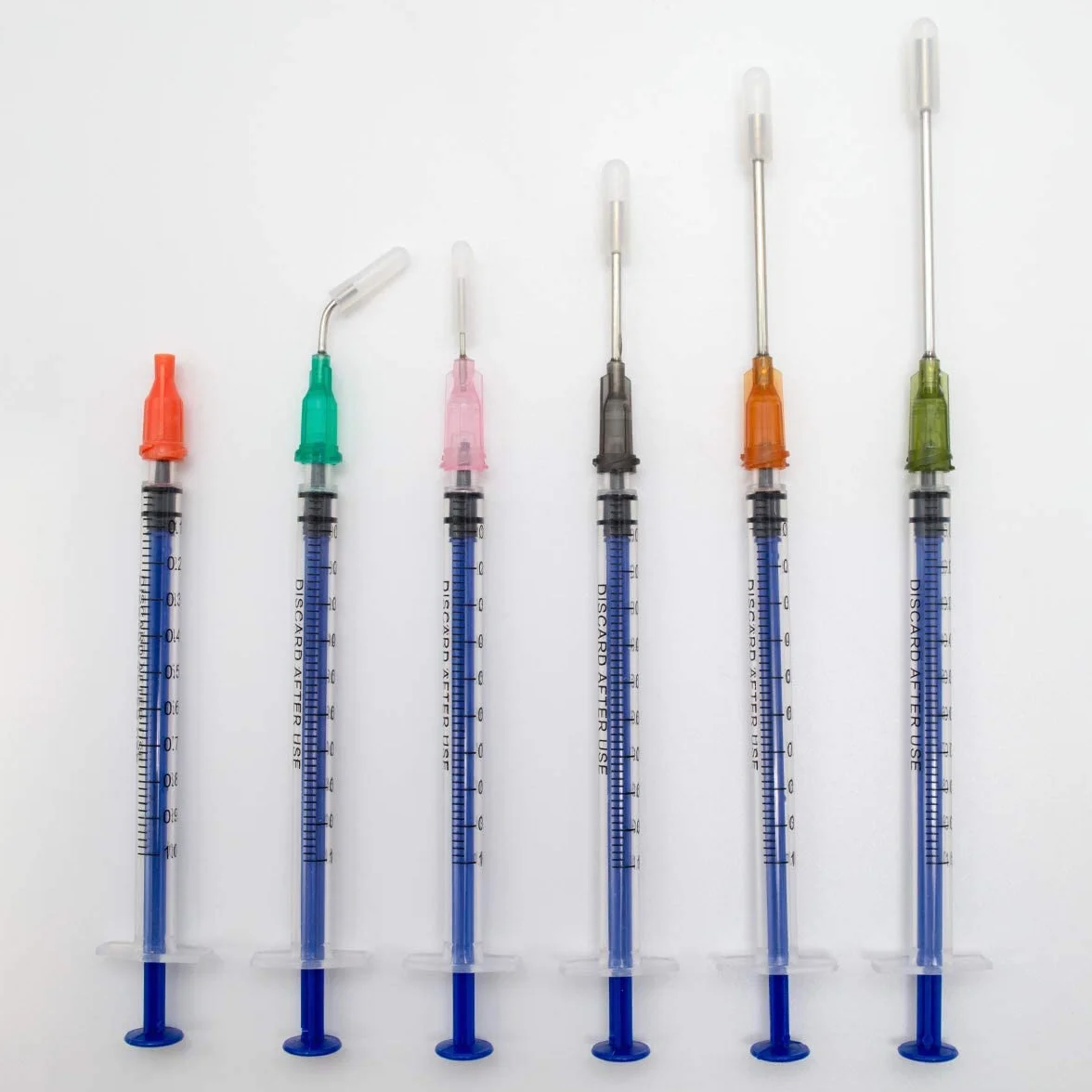 Zestaw tępych strzykawek 1ml, 3ml, 5ml, 10ml, 20ml z tępymi igłami 14g, 15g, 16g, 18g, 20g i nasadkami do strzykawek, Do przemysłowych klejów rzemieślniczych (20 szt.)