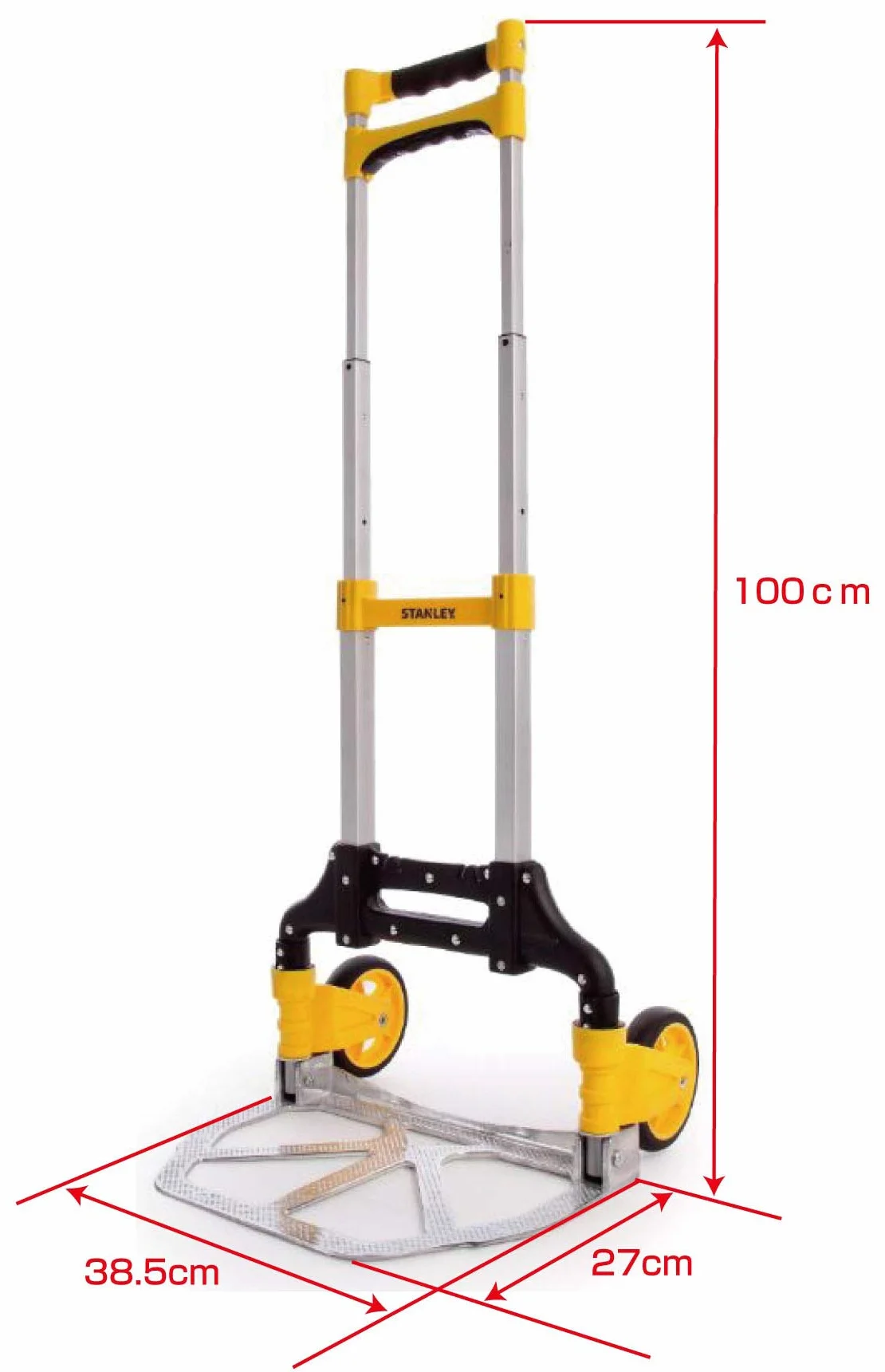 STANLEY Składany wózek transportowy, nośność 70 kg, SXWTD-FT516, wymiary powierzchni ładunkowej 39 x 28 cm, w zestawie elastyczny pas mocujący, zajmuje mało miejsca podczas przechowywania,