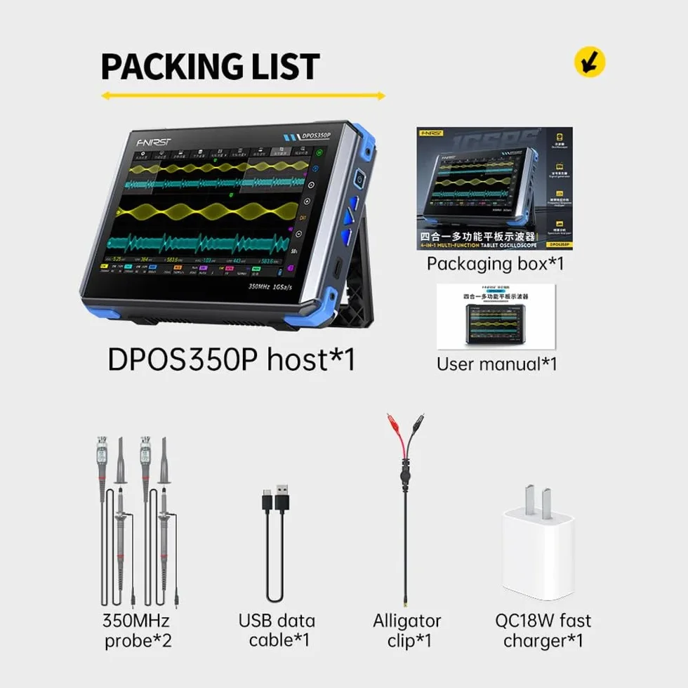 FNIRSI DPOS350P Oscyloskop cyfrowy 350 MHz 1 GSPS