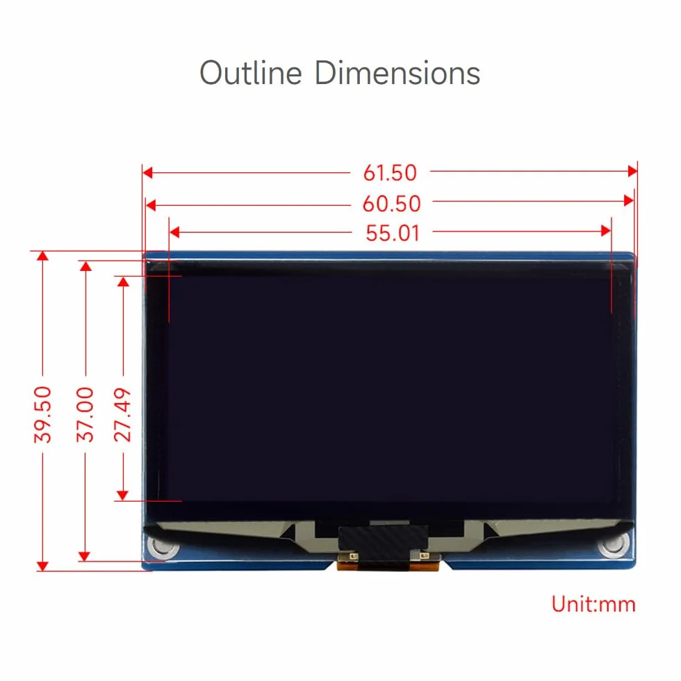 Waveshare 2.42inch OLED Display Module 128×64 Resolution SPI / I2C Communication Yellow Color Version Compatible with Raspberry Pi Jetson Nano