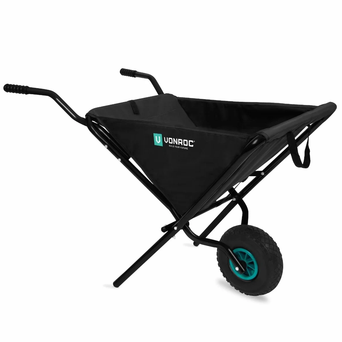 VONROC Składana Taczka Ogrodowa 30kg 50L Pojemność Ergonomiczne Uchwyty
