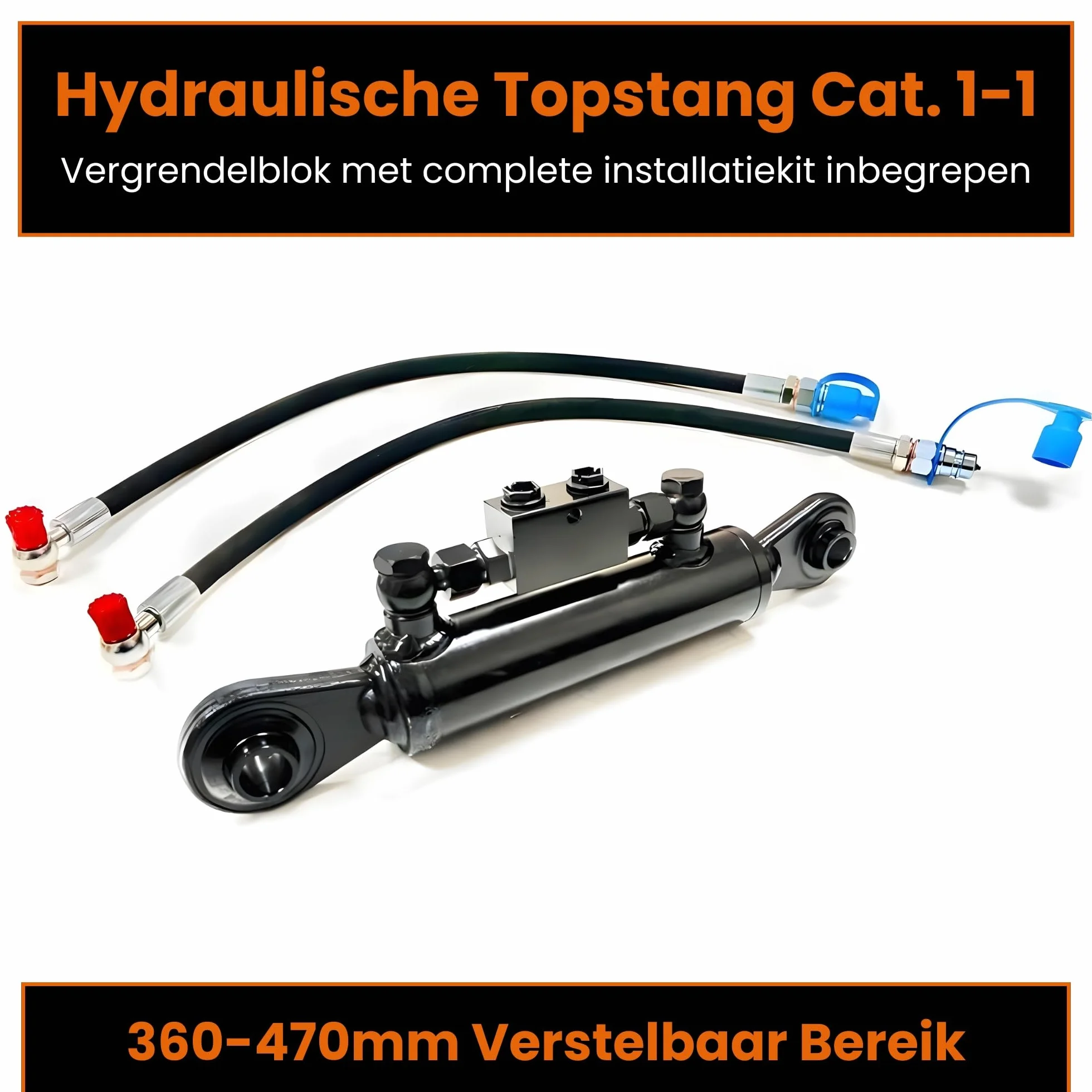 Łącznik górny hydrauliczny 360-470 mm z wężami