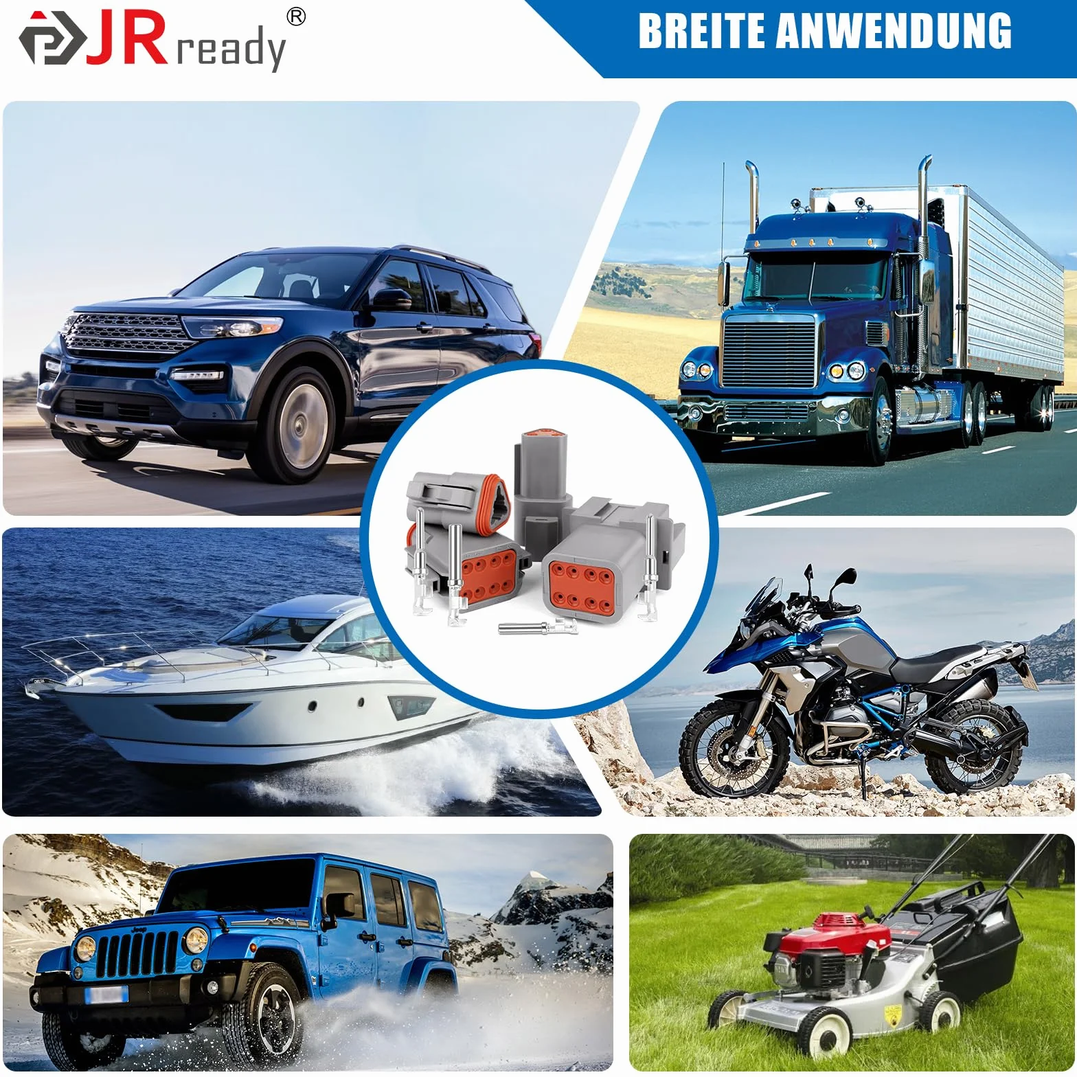 JRready zestaw złączy Deutsch DT 3 pin, wodoodporna wtyczka samochodowa IP68, 14-18 AWG, do auta, ciężarówki, motocykla i łodzi, 6 zestawów