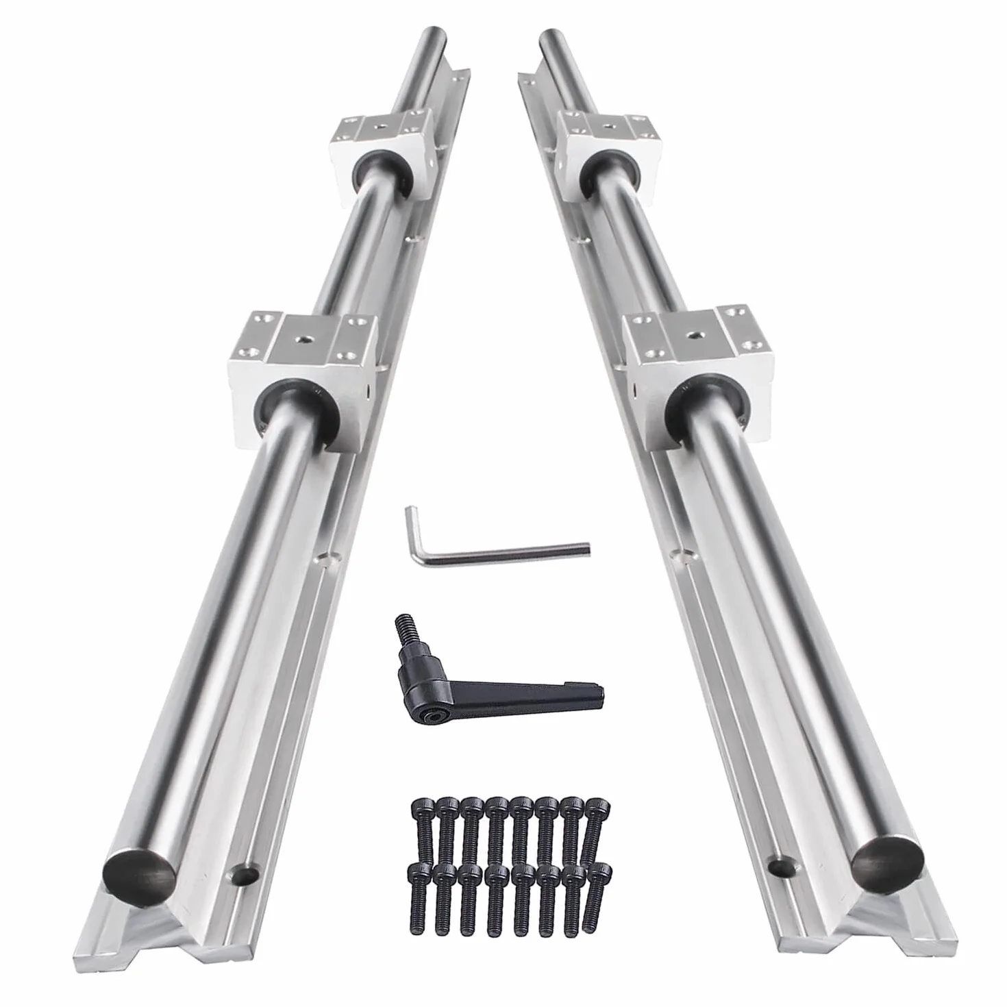 CNCMANS SBR20-1500 mm prowadnica liniowa, 2 sztuki szyn liniowych SBR20 i 4 sztuki bloków łożyskowych SBR20UUU, odporne na rdzę i wysoka precyzja, części CNC do drukarki 3D
