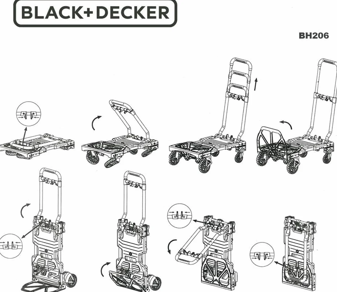 Wózek platformowy BLACK+DECKER - wózek ręczny 2 w 1 i wózek platformowy - składany - maksymalne obciążenie - 120 kg