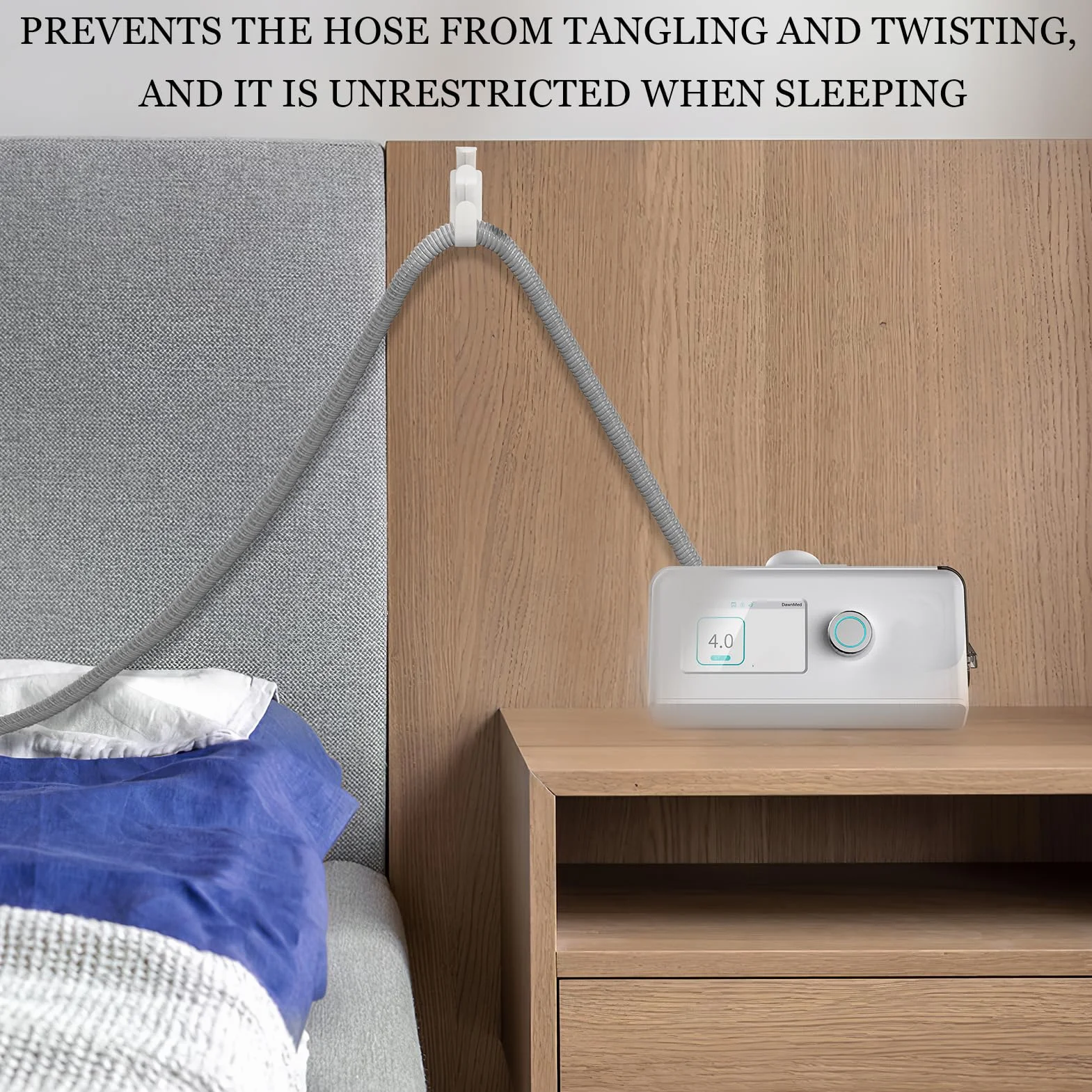2 szt. Uchwyt na wąż CPAP, uchwyt do aparatu oddechowego CPAP, stabilny i nieplączący się, system zawieszenia maski CPAP, akcesoria poprawiające komfort snu