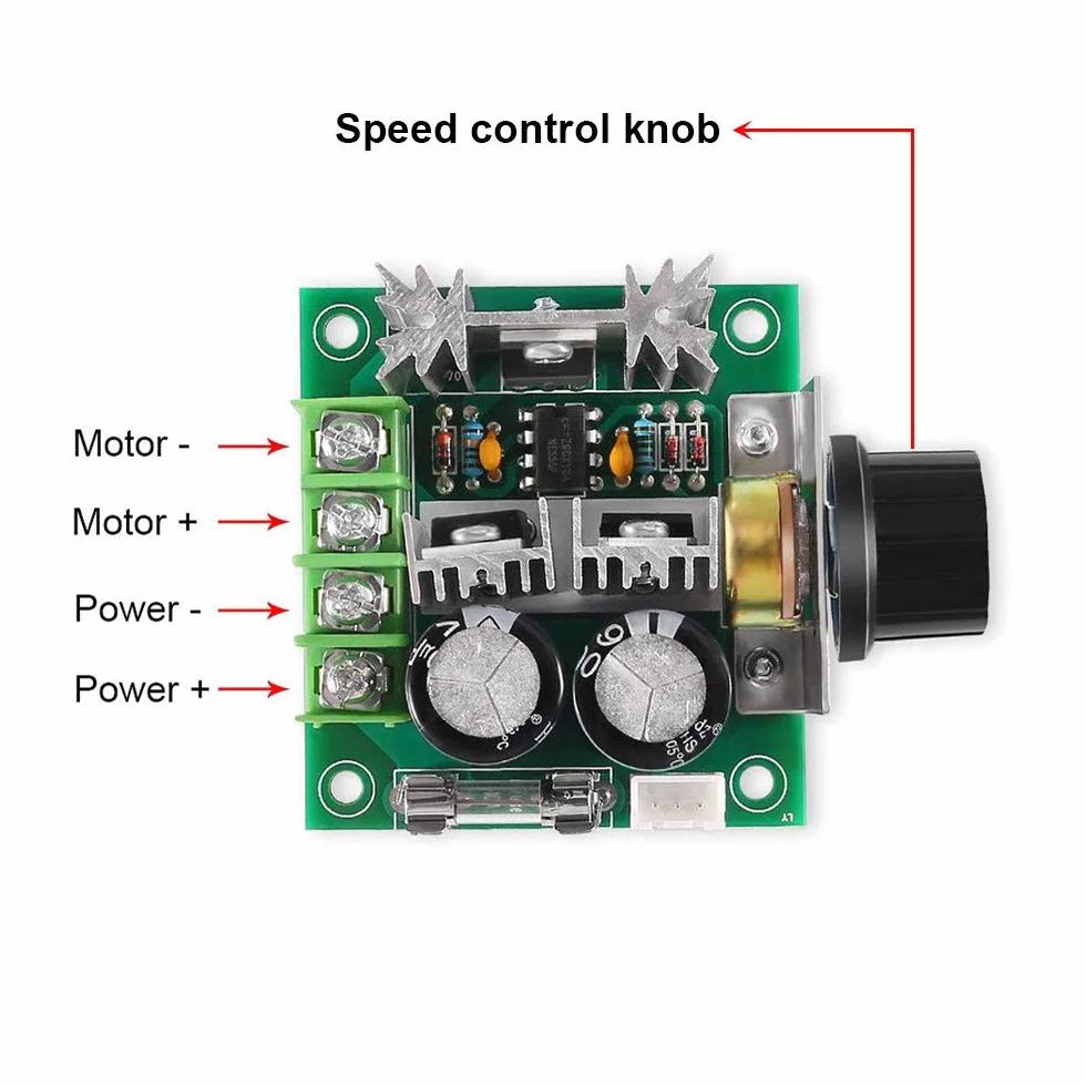 12 V ~ 40 V 10 A PWM DC regulator prędkości obrotowej silnika regulator napięcia, moduł regulacji prędkości obrotowej silnika do Arduino z bezpiecznikiem szklanym 10 A