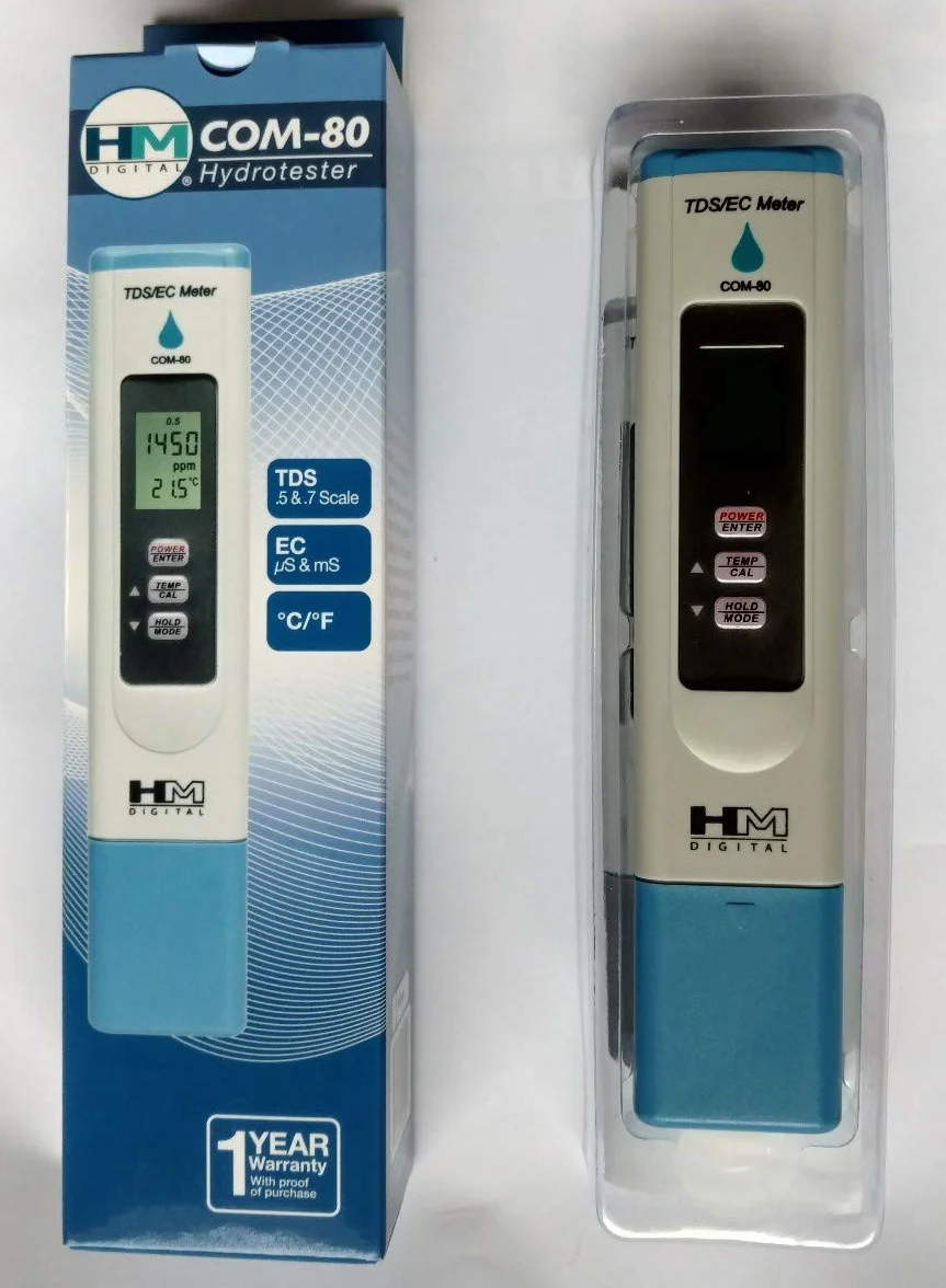 HM Digital COM-80 przewodzenie elektryczne (EC) i tester wody rozpuszczonych ciał stałych, zakres 0-5000 ppm TDS, rozdzielczość 1 ppm , dokładność odczytu 2%