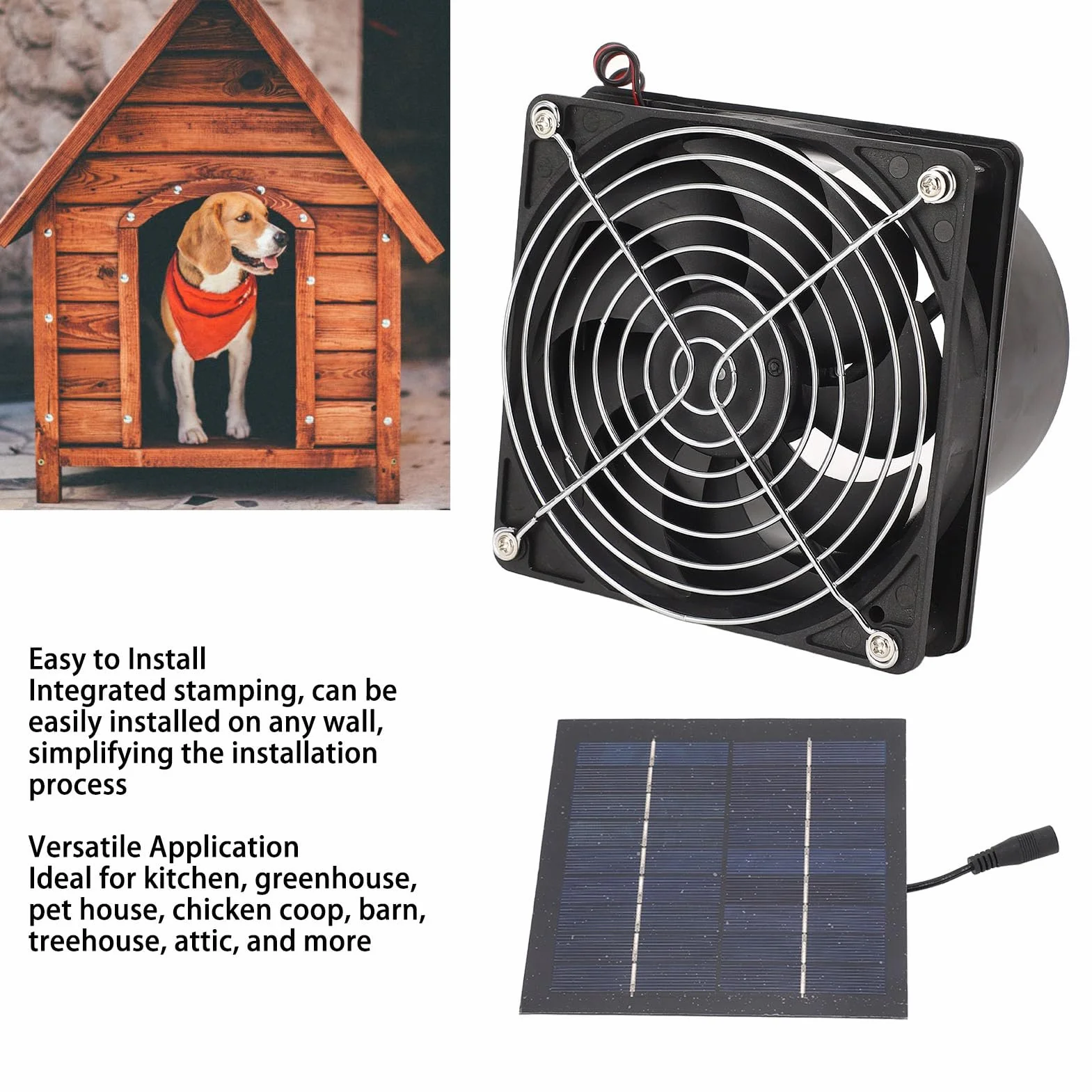 Solarny wentylator wyciągowy, 5-12V 50W Wentylator zasilany energią słoneczną Wydajny wentylator wyciągowy zasilany energią słoneczną Mocny zestaw wentylatora z panelem słonecznym